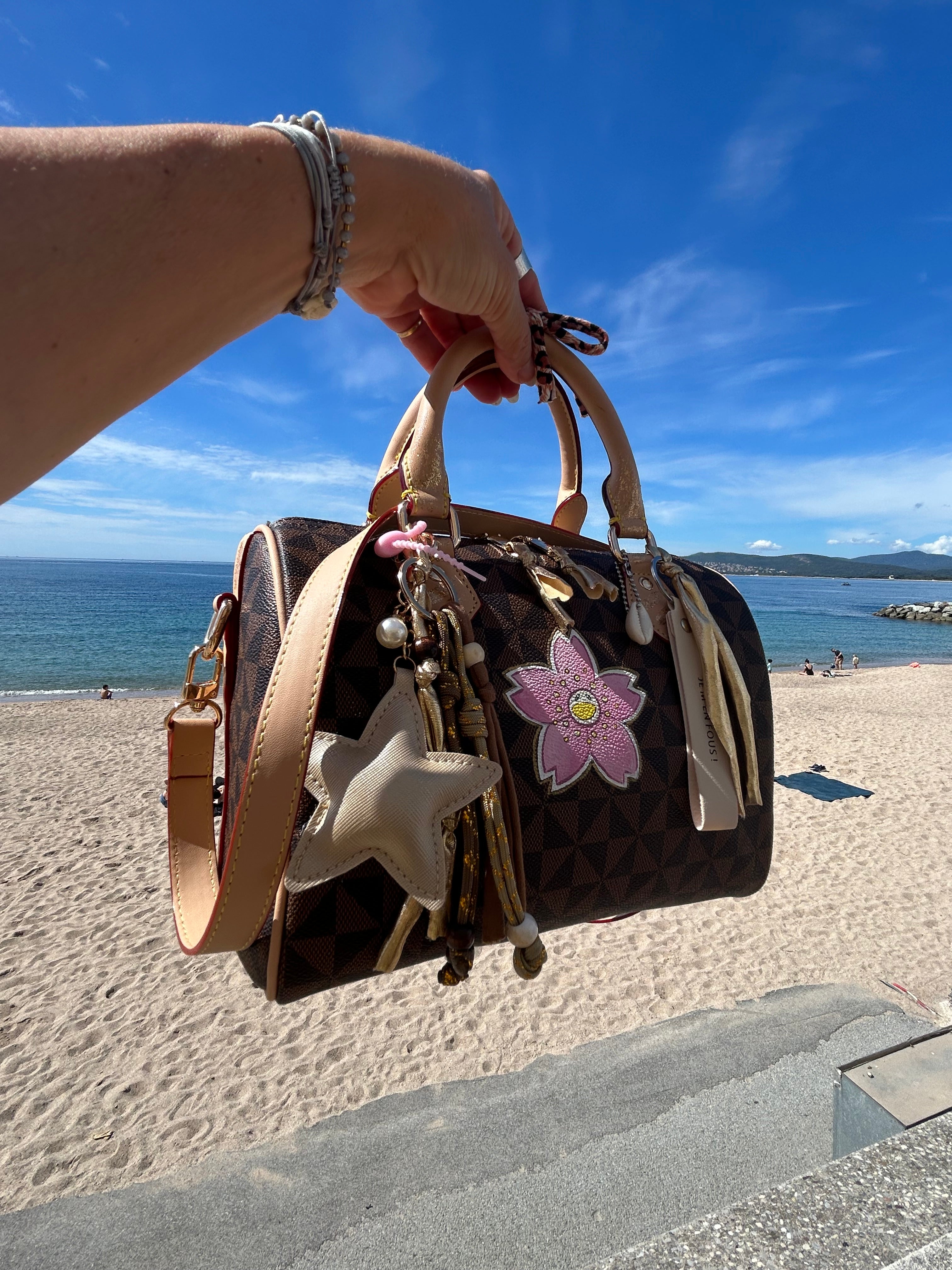 Sac Boston fleur rose
