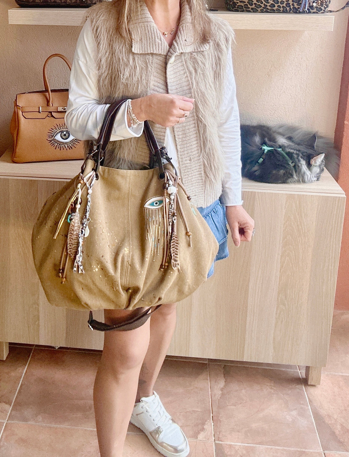 Grand SAC toile Œil et bijoux de sac