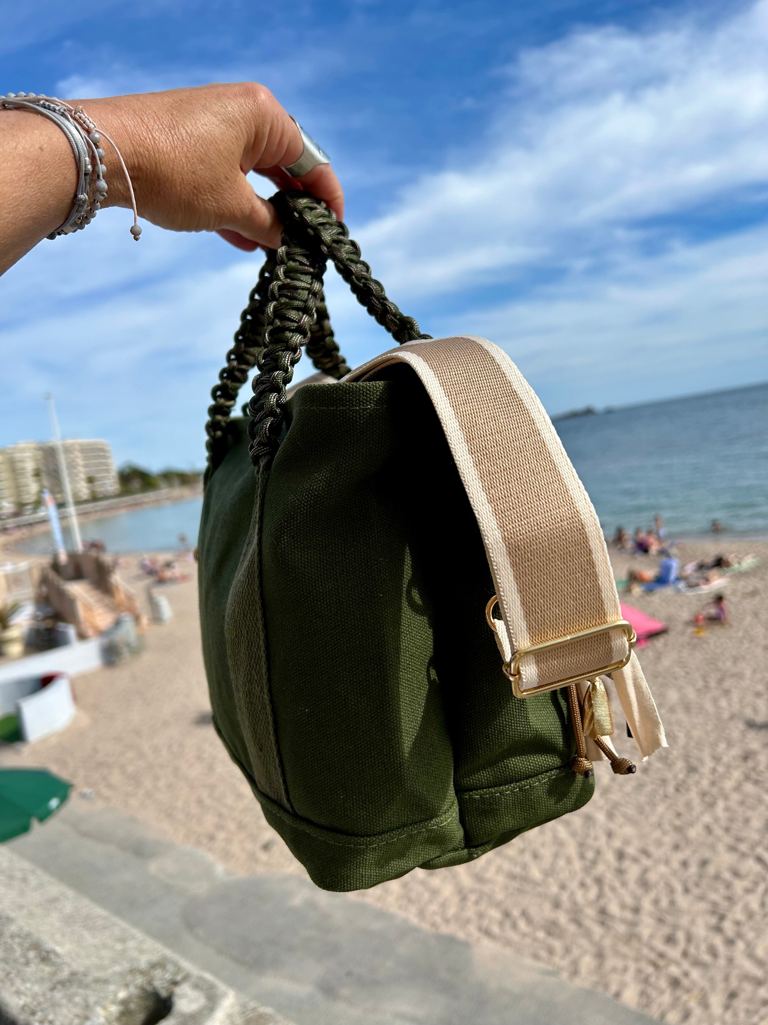 Sac Toile kaki JE M’EN FOUS !