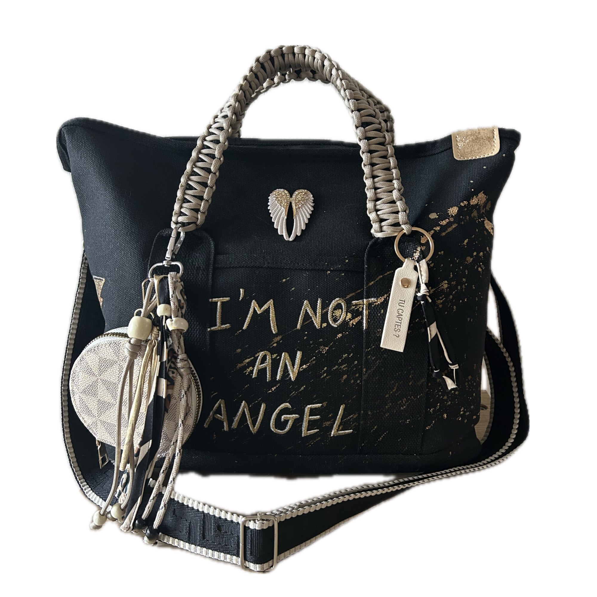 Grand sac toile noir I’M NOT AN ANGEL