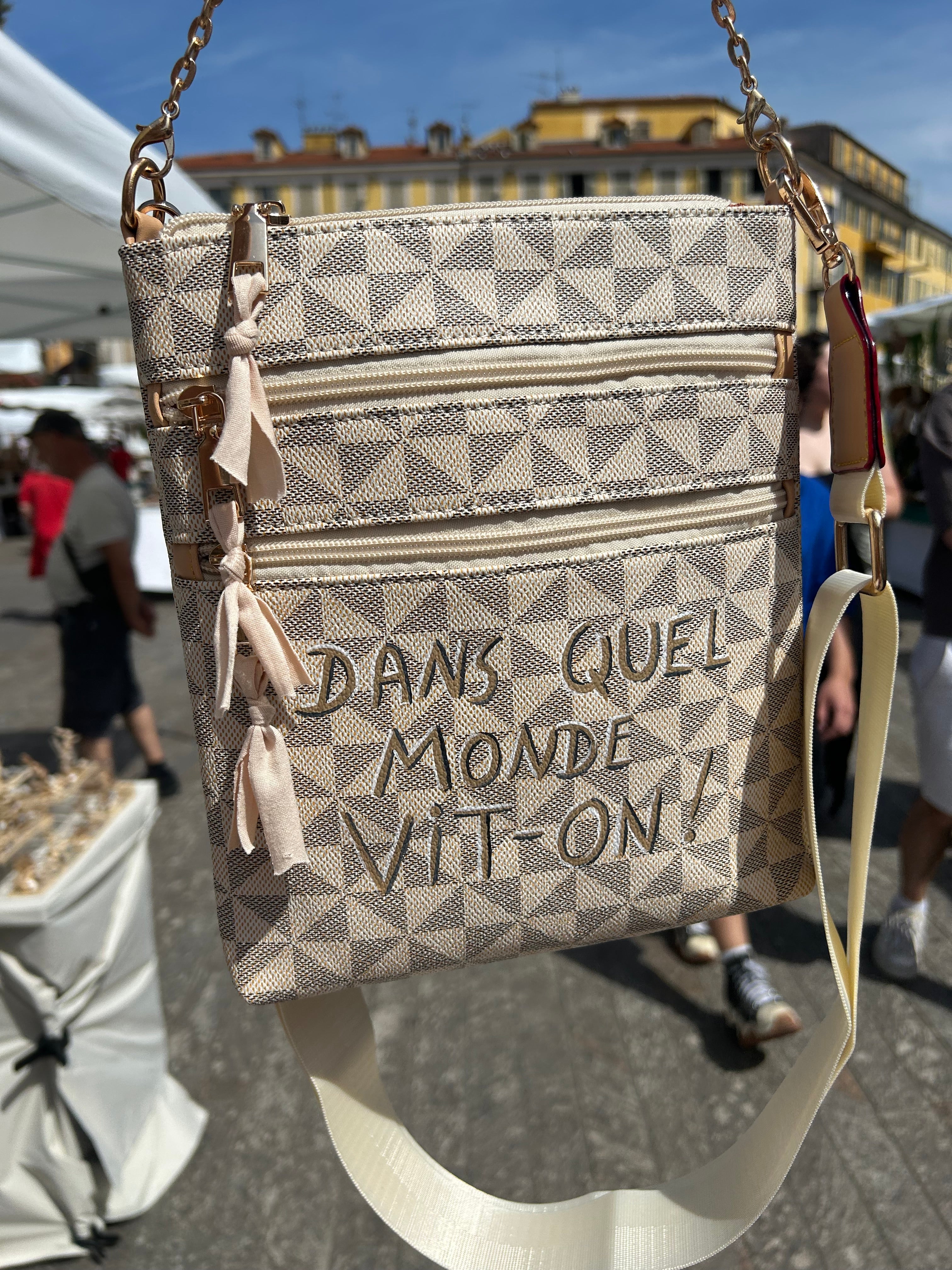 Sac bandoulière multi-poches beige