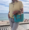Sac cuir turquoise AMORE