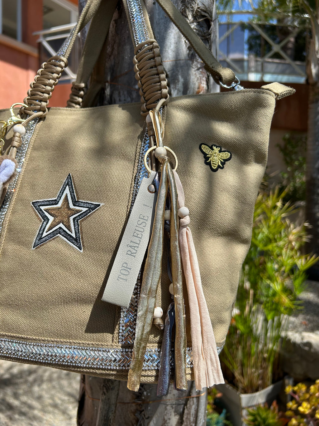 Cabas toile beige étoile