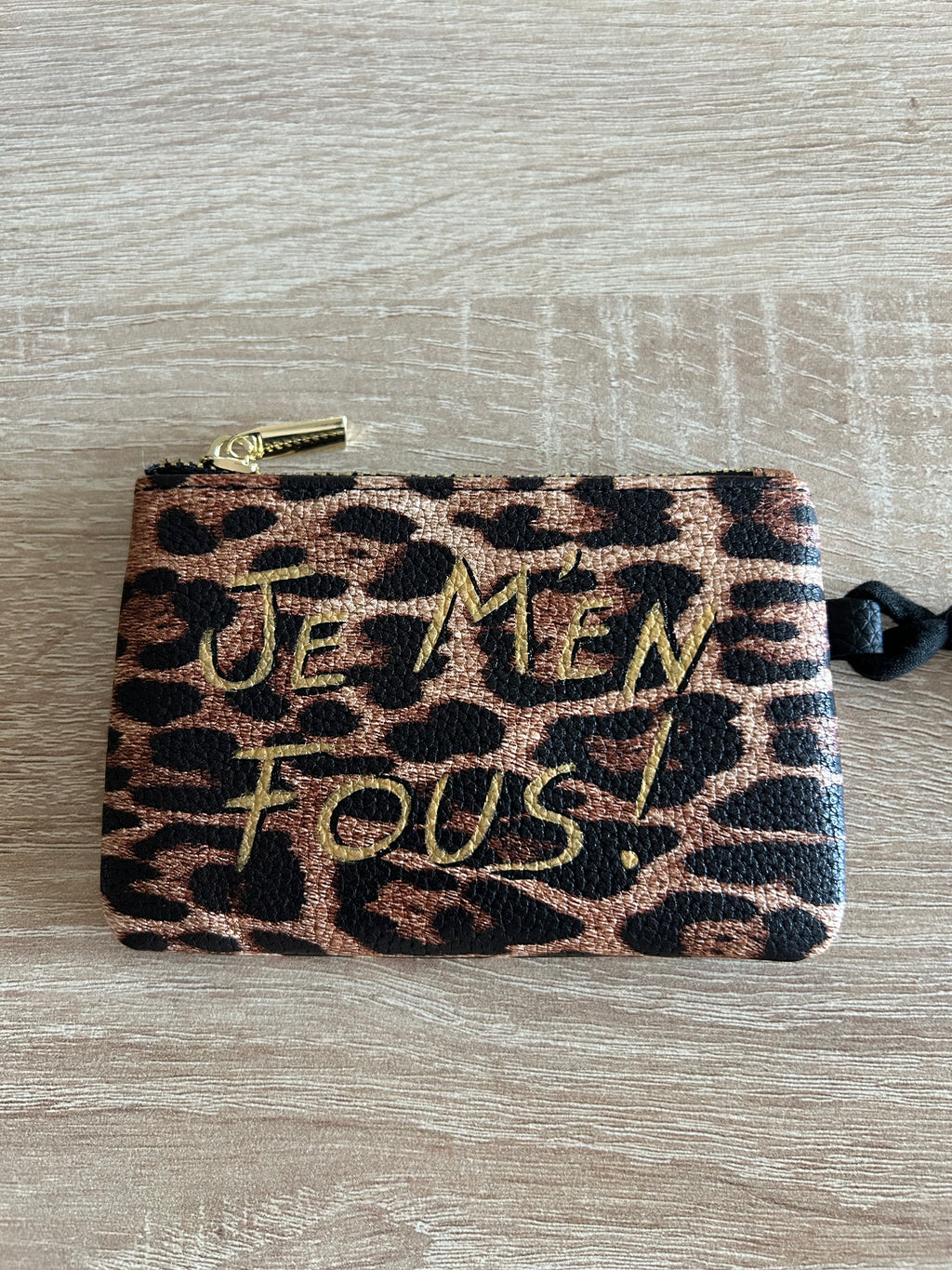 Porte-monnaie léopard JE M’EN FOUS !