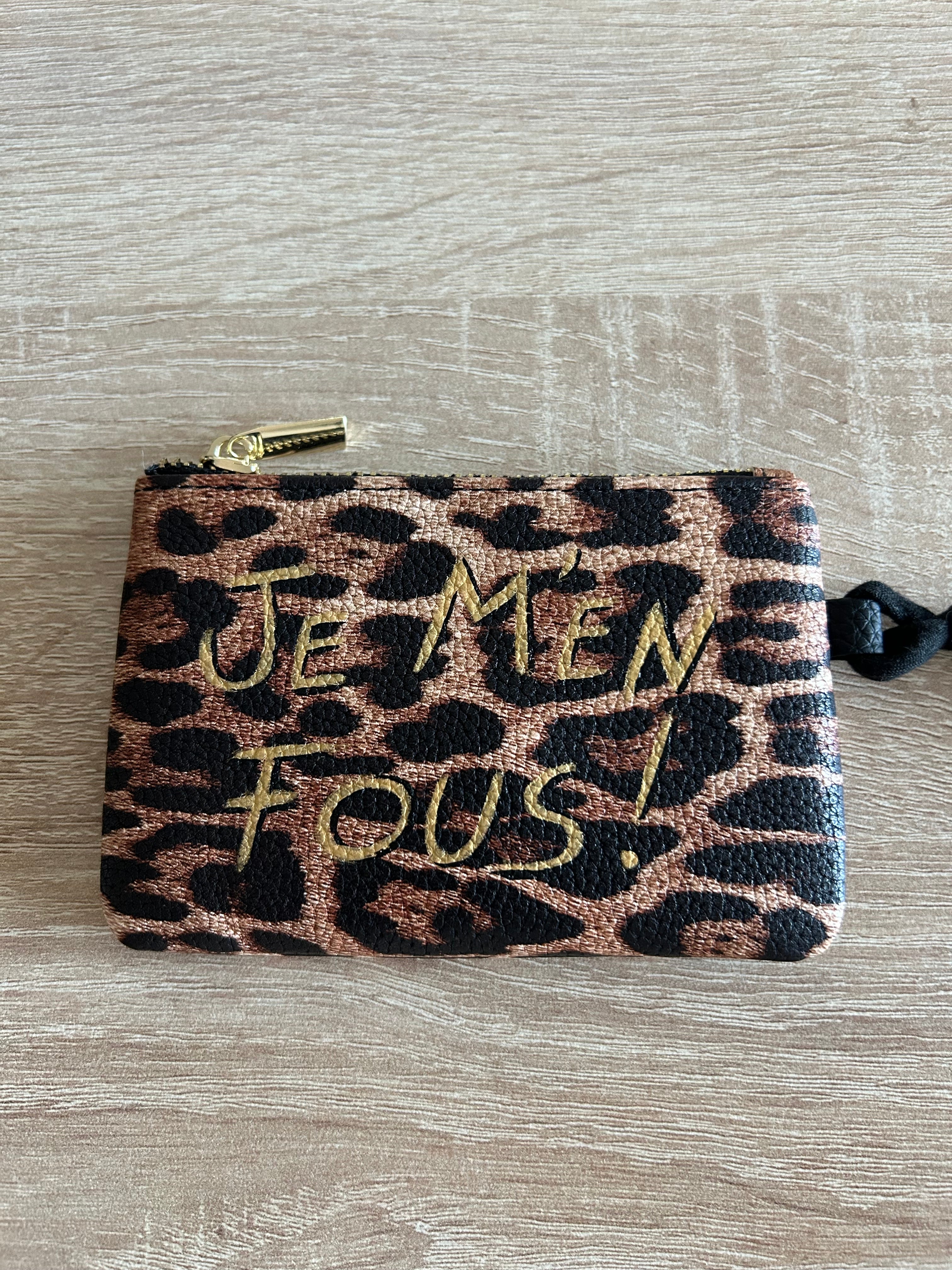 Porte-monnaie léopard JE M’EN FOUS !