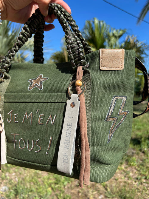 Sac Toile kaki JE M’EN FOUS