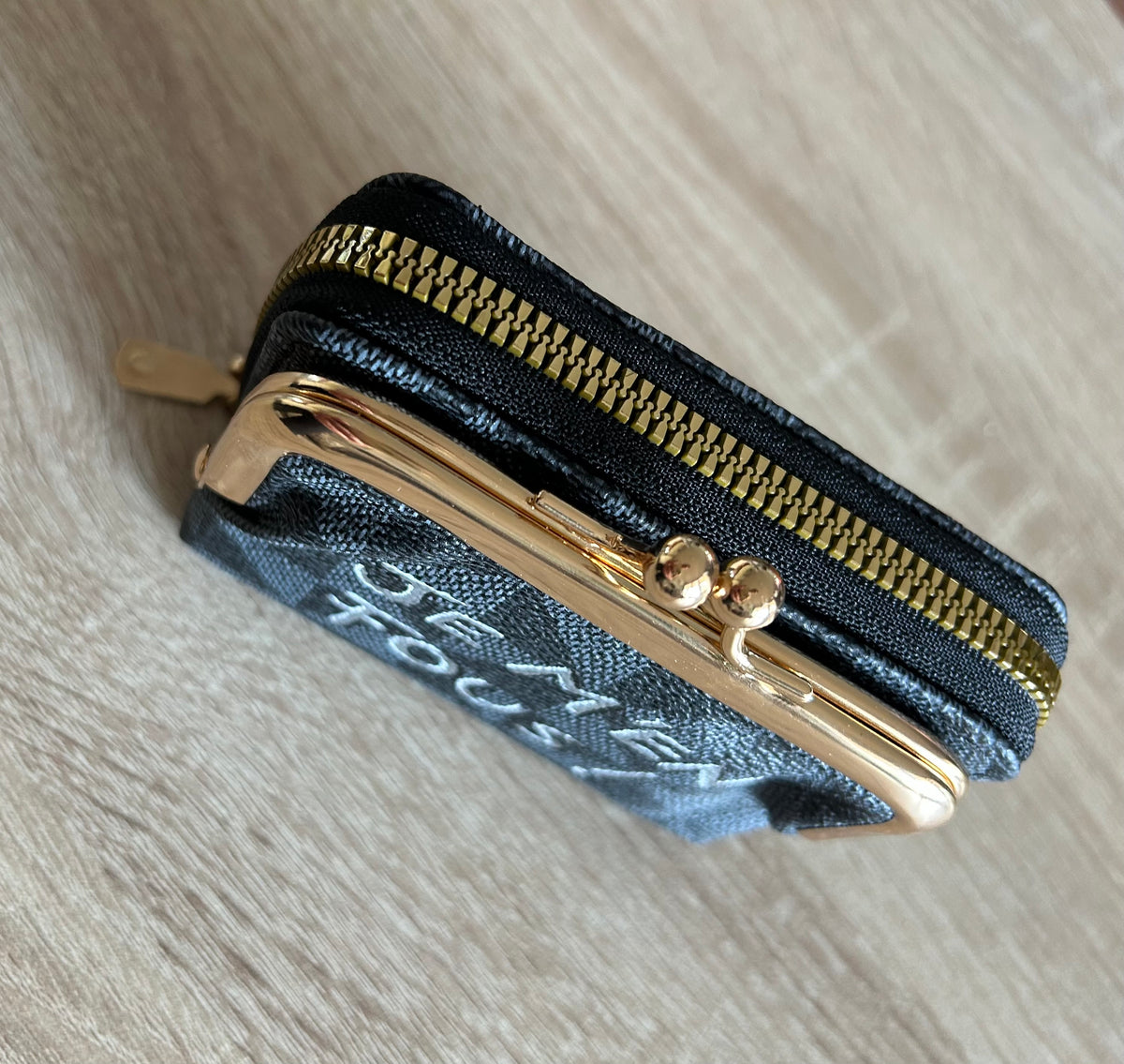 Porte-monnaie / cartes noir JE M’EN FOUS !