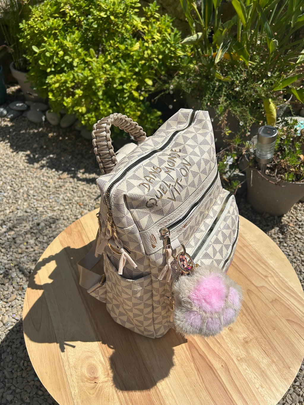 SAC A DOS fleur smiley rose