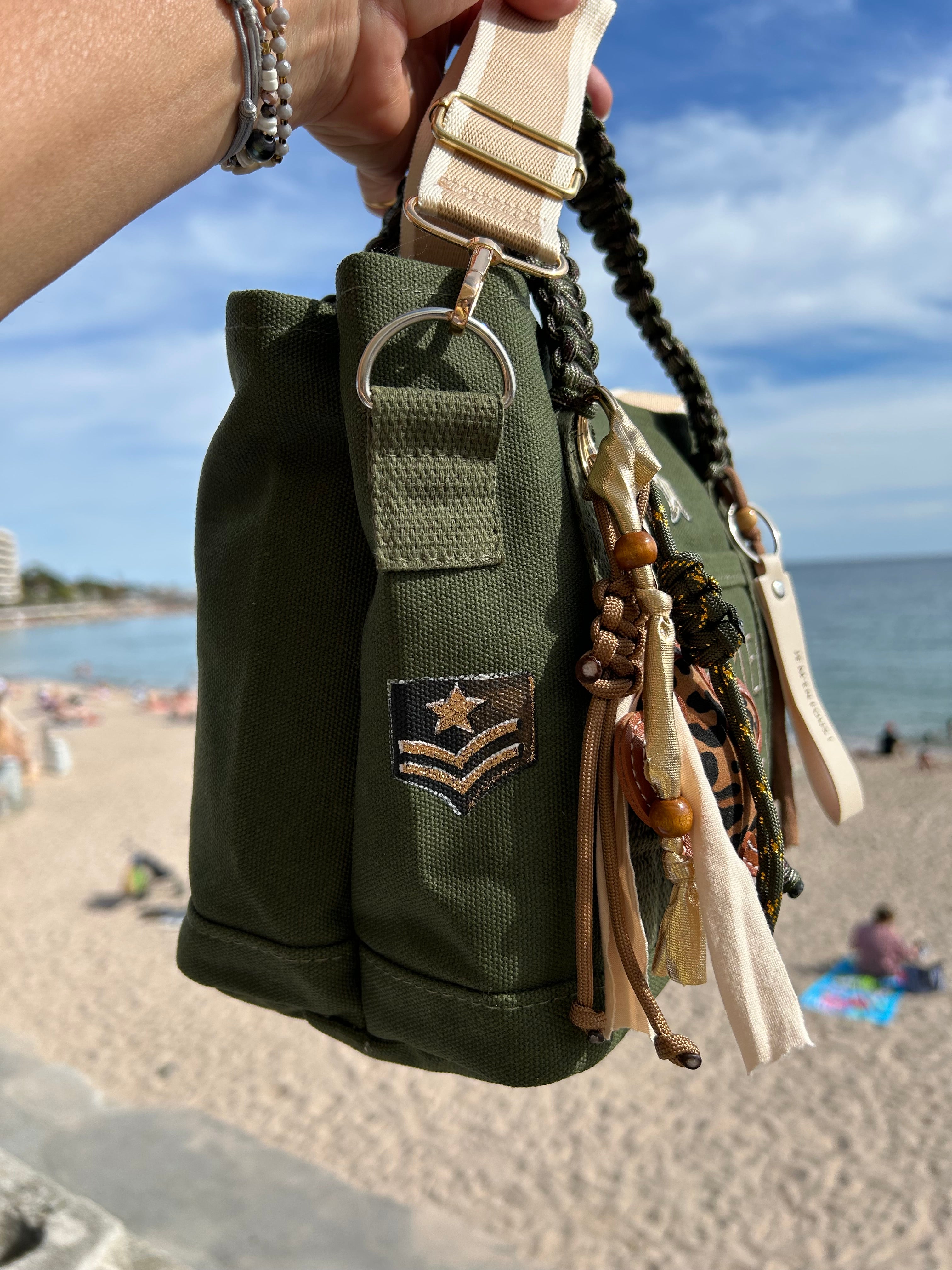 Sac Toile kaki JE M’EN FOUS !