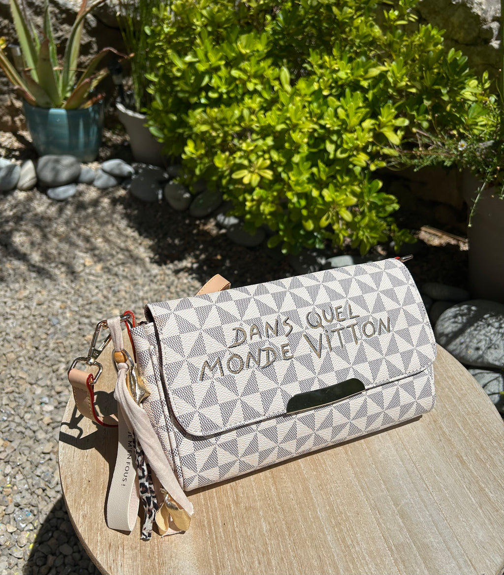 Sac pochette bandoulière beige
