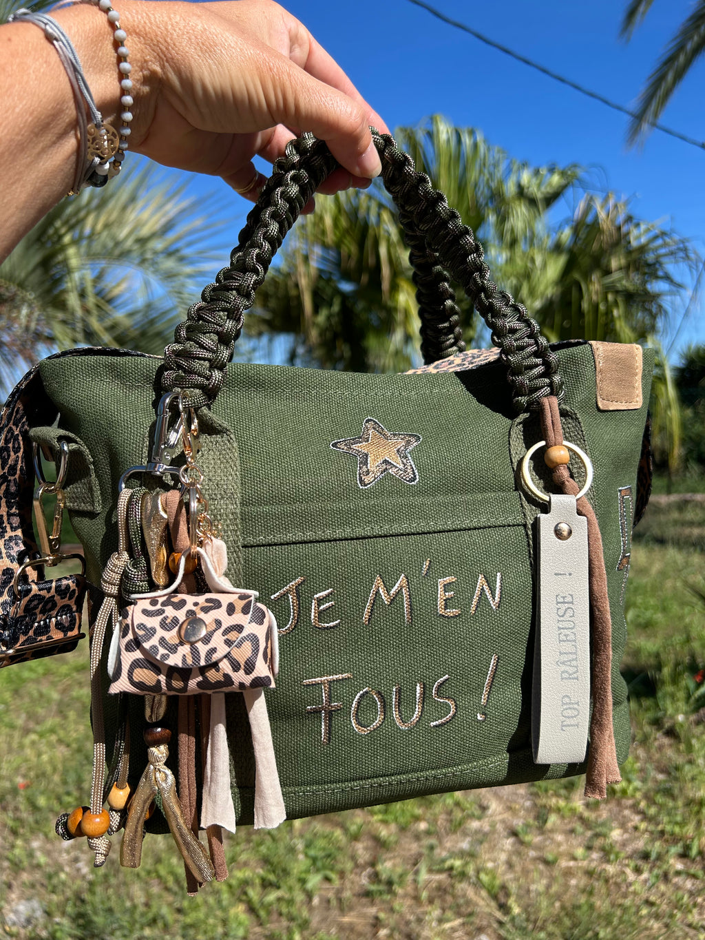 Sac Toile kaki JE M’EN FOUS