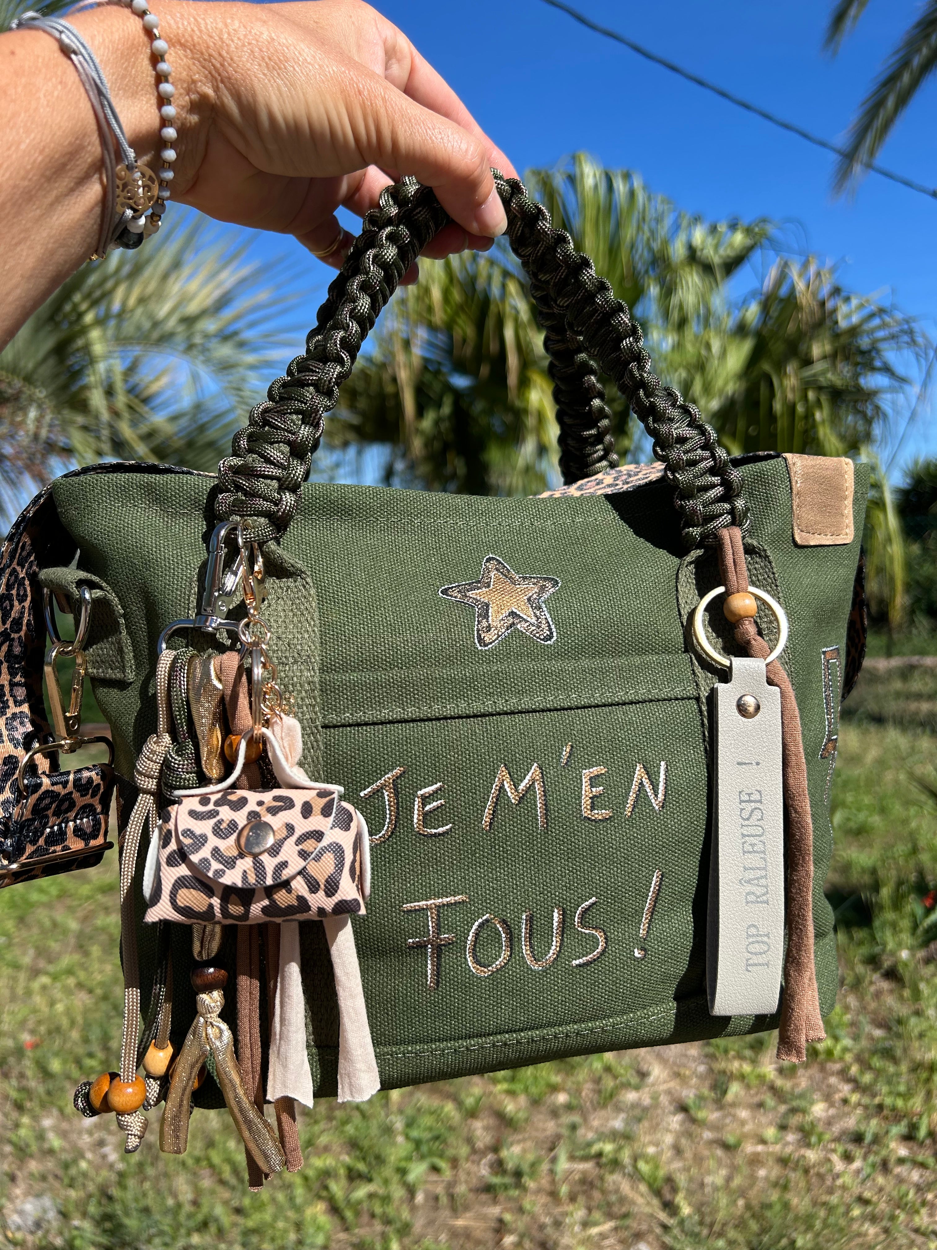 Sac Toile kaki JE M’EN FOUS