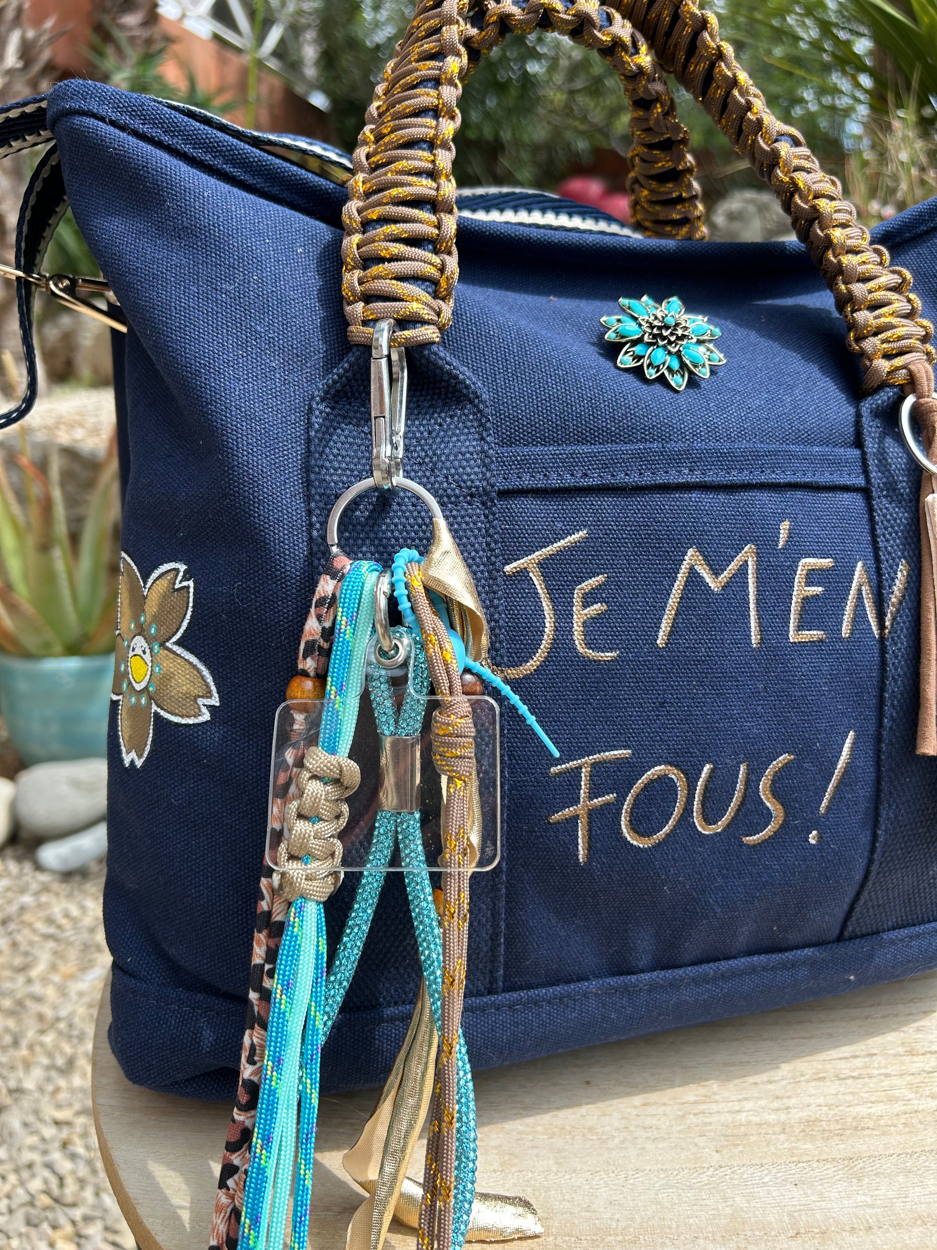 Grand sac toile bleu marine JE M’EN FOUS !
