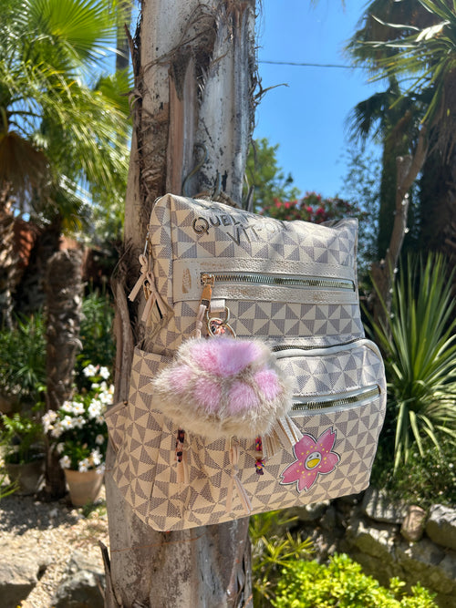 SAC A DOS fleur smiley rose