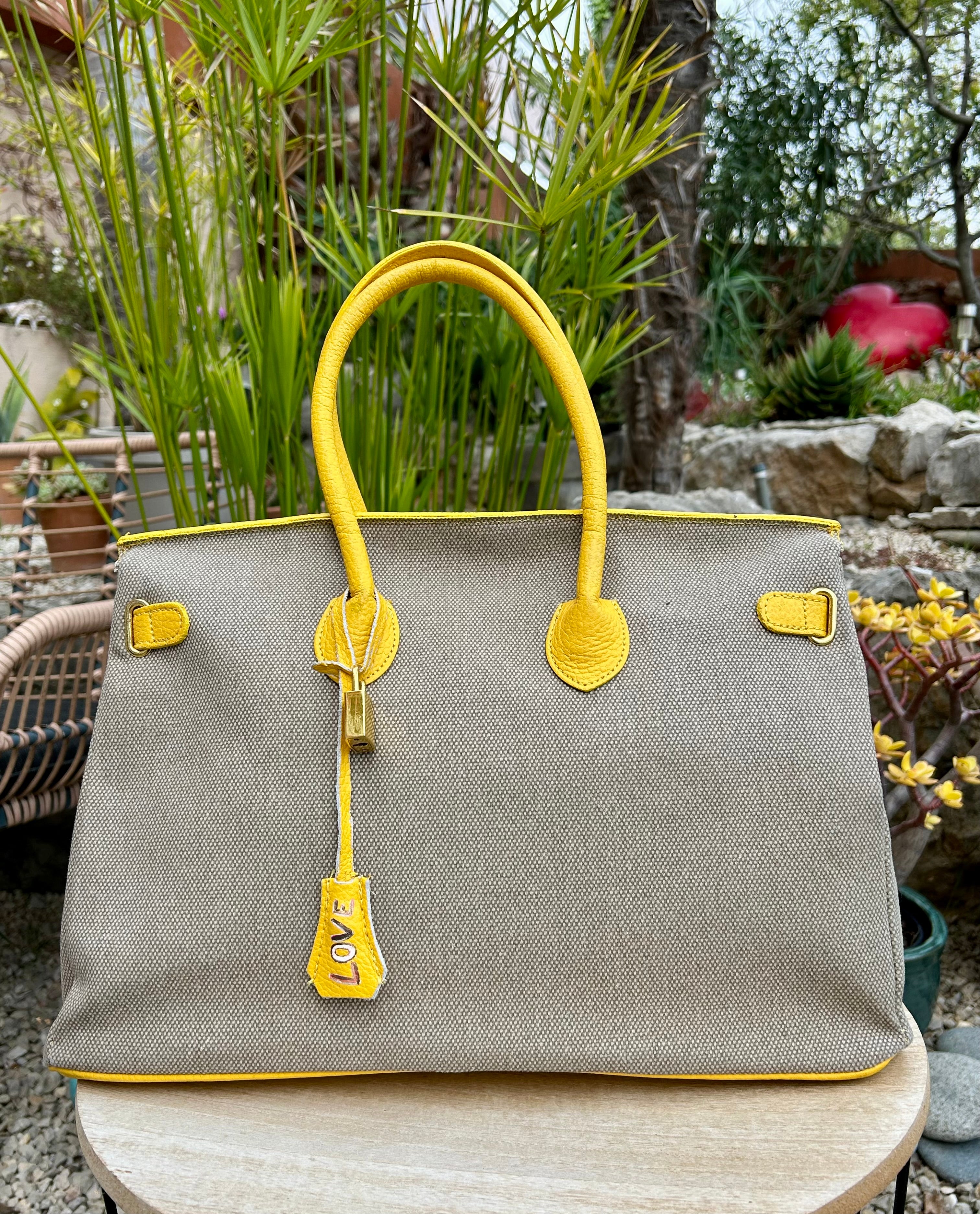 Cabas LOVE  toile et cuir