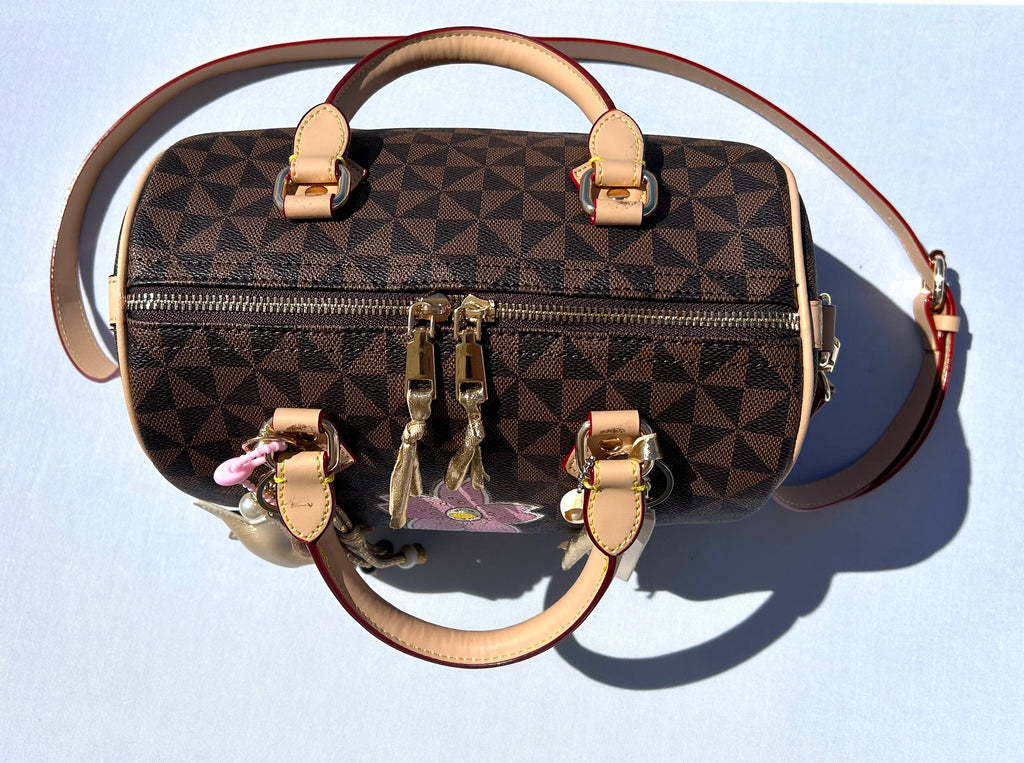 Sac Boston fleur rose