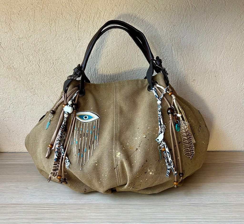 Grand SAC toile Œil et bijoux de sac