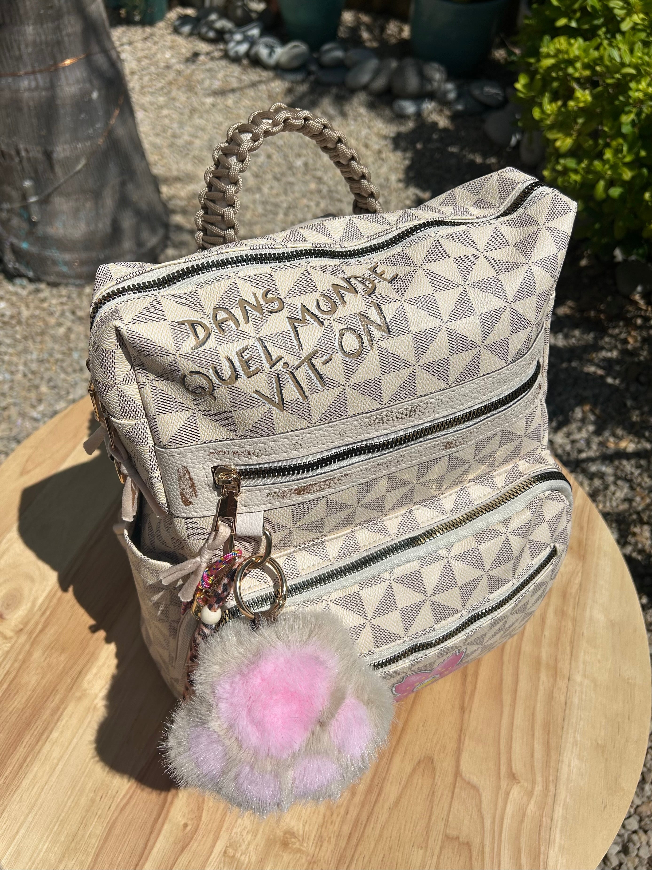 SAC A DOS fleur smiley rose