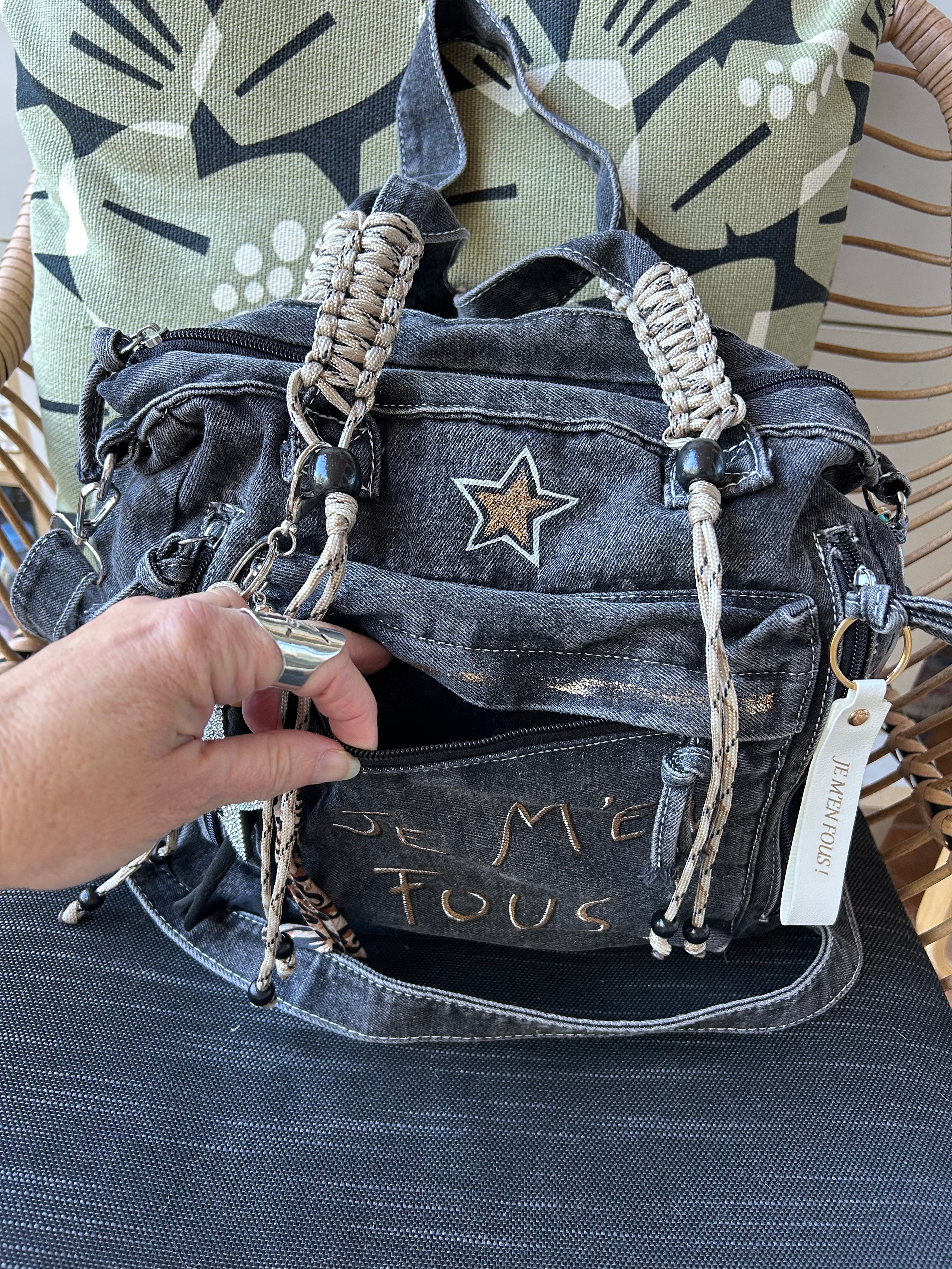 Sac toile gris JE M’EN FOUS