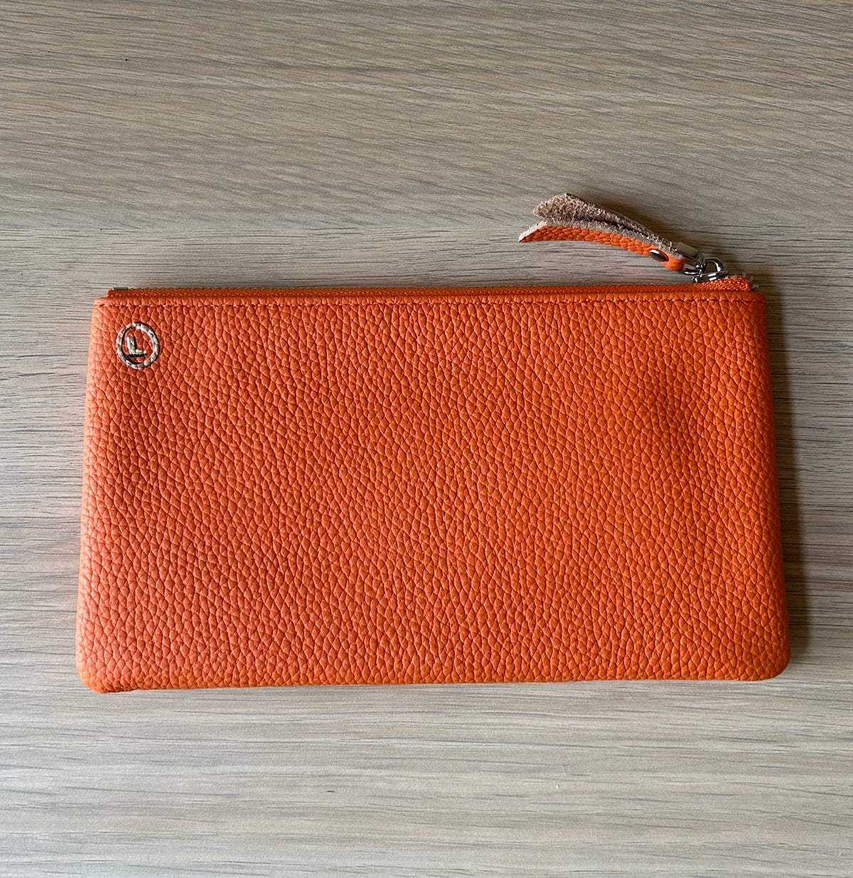 Pochette cuir orange  - Œil