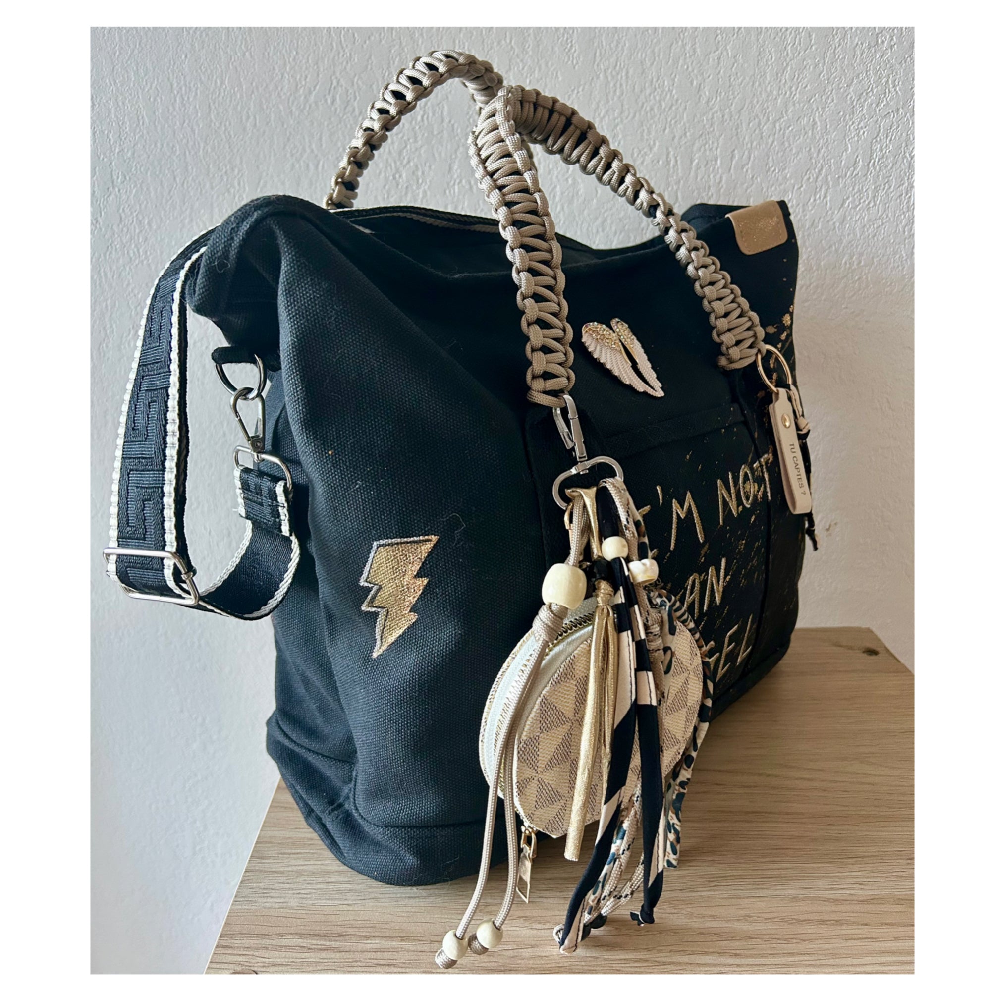 Grand sac toile noir I’M NOT AN ANGEL