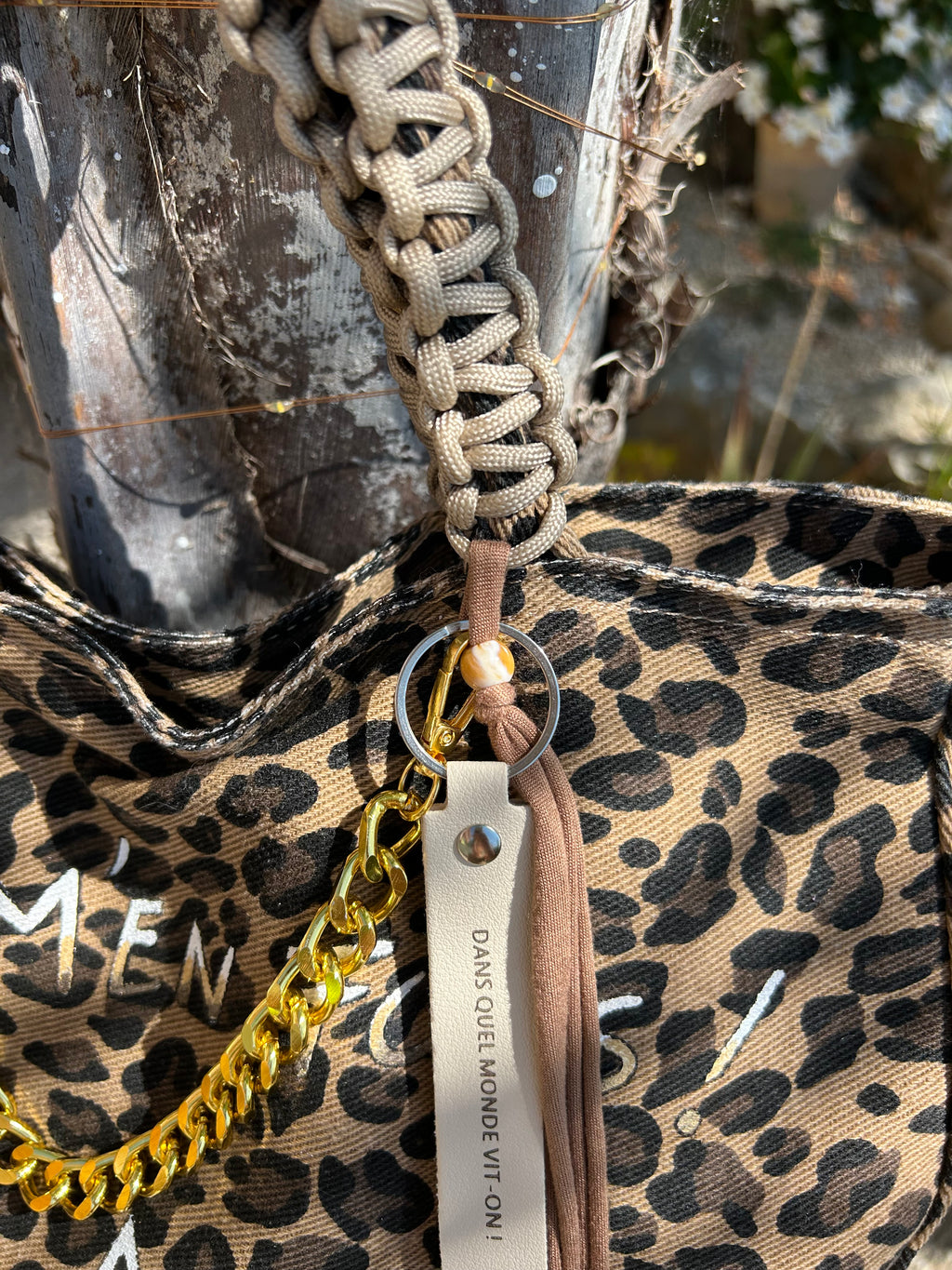 Grand SAC toile léopard JE M’EN FOUS !