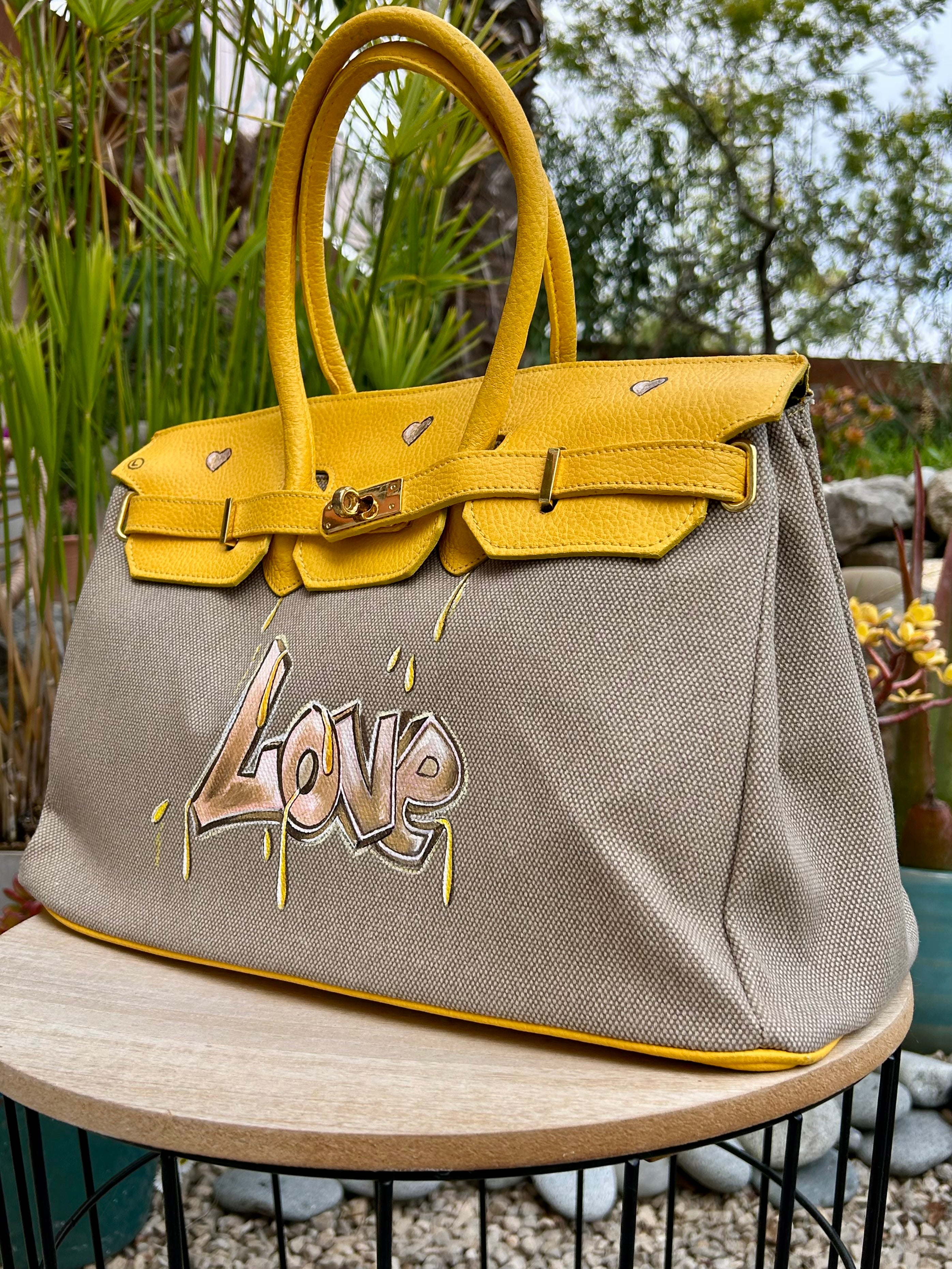 Cabas LOVE  toile et cuir