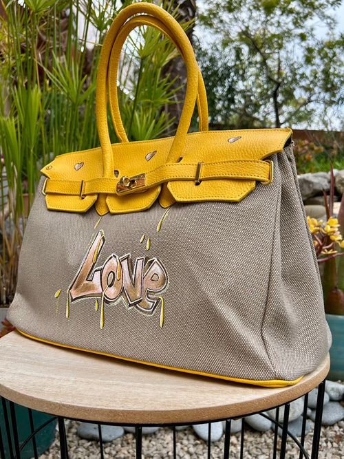 Cabas LOVE  toile et cuir