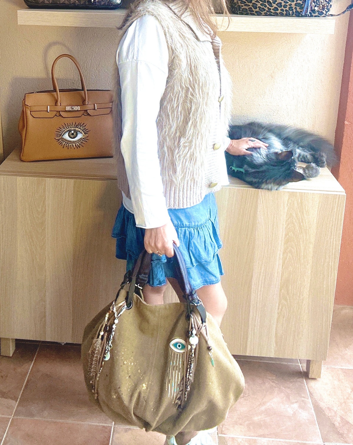 Grand SAC toile Œil et bijoux de sac
