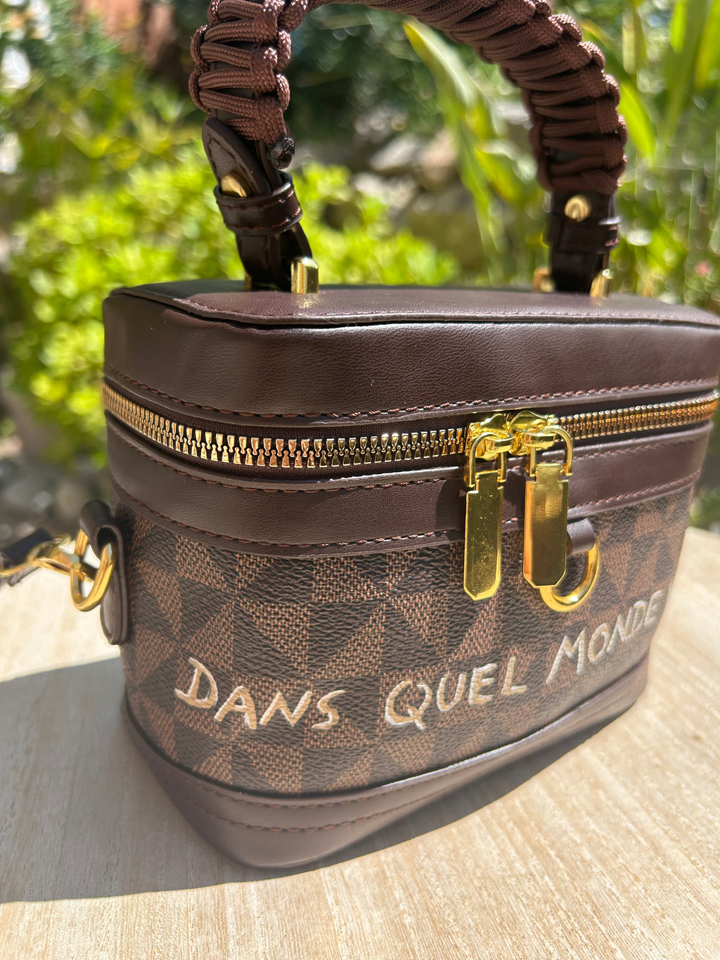 Mini sac vanity marron