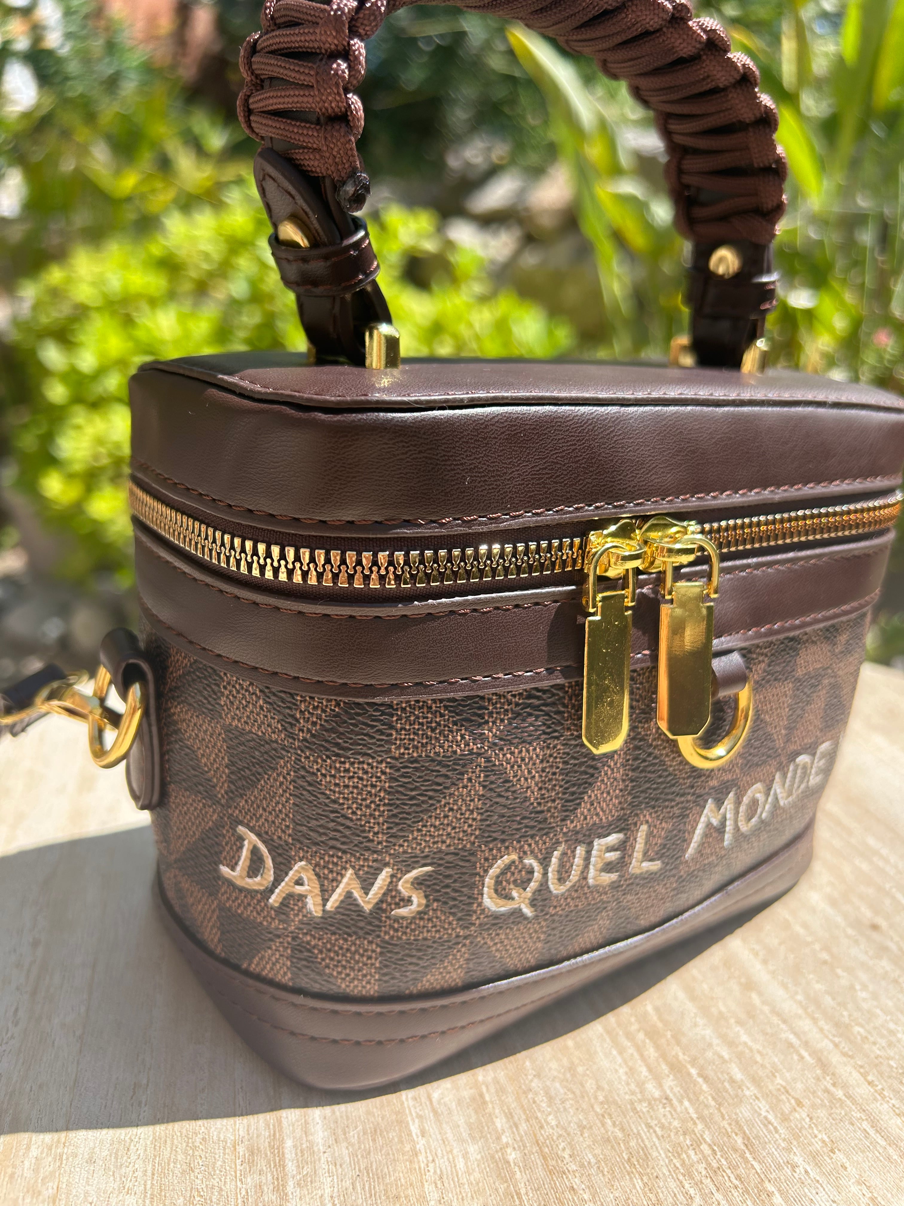 Mini sac vanity marron