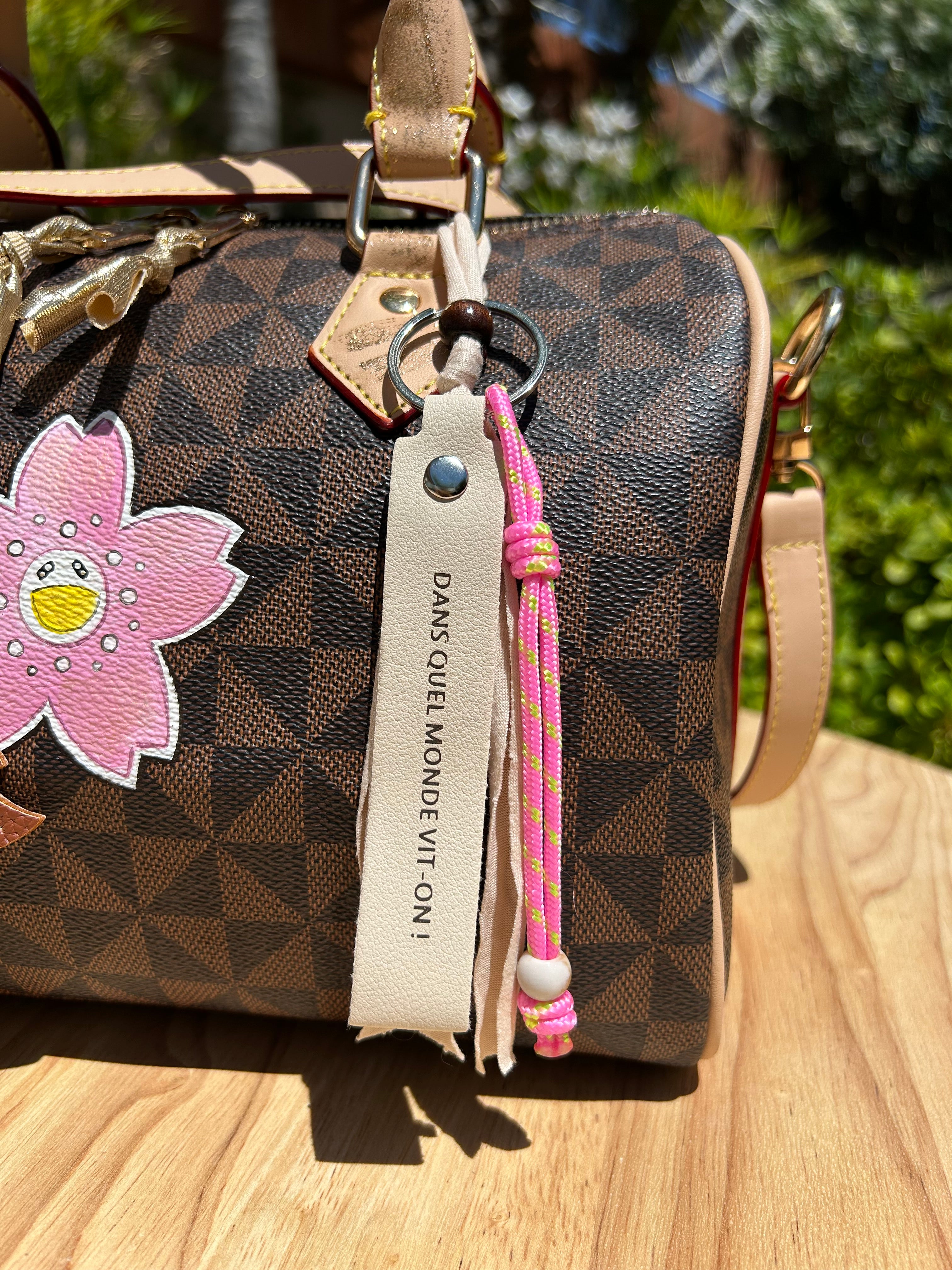 Sac Boston marron pink flower