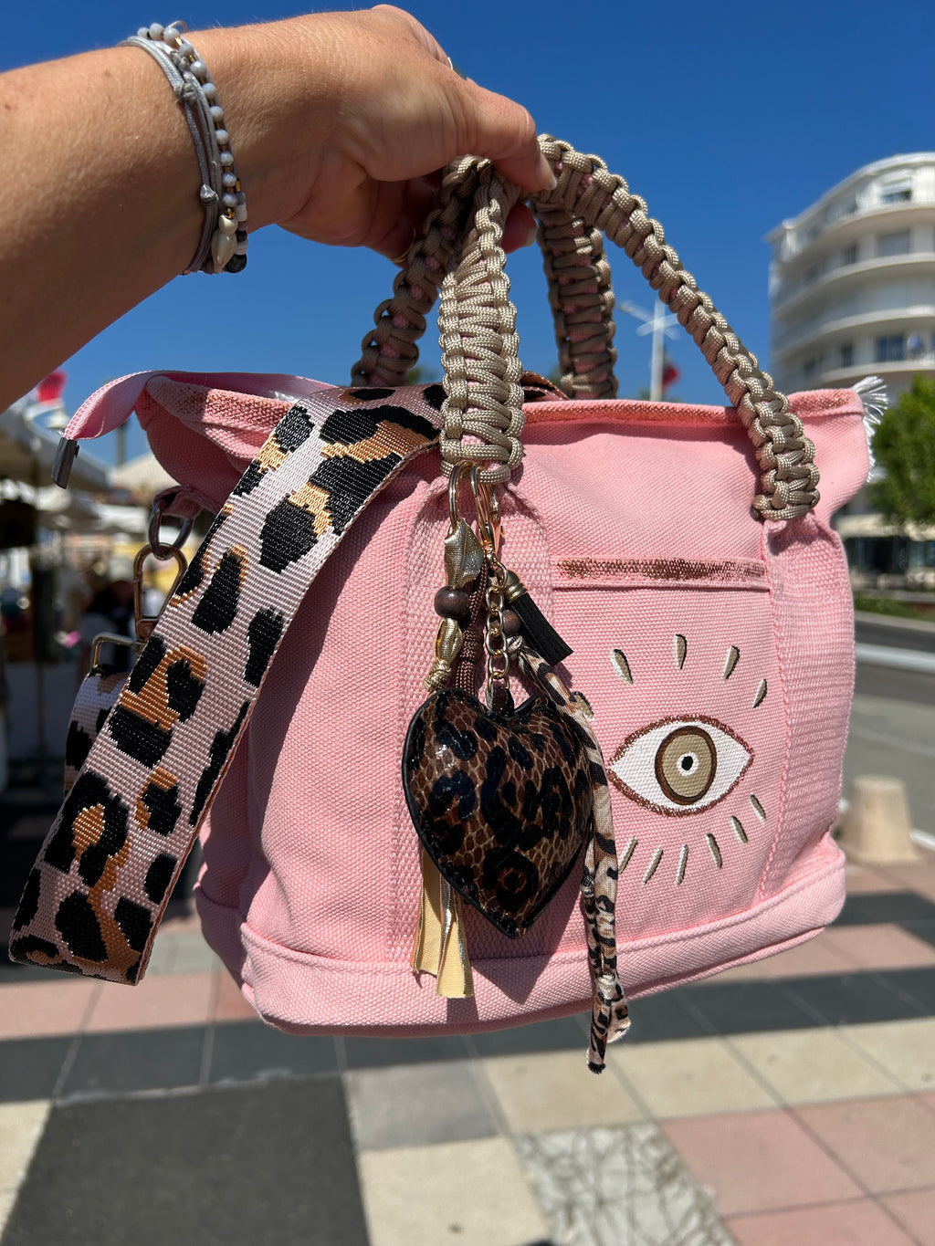 Sac Toile Rose œil protecteur