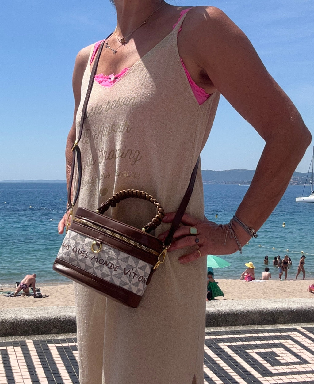 Mini sac Vanity beige