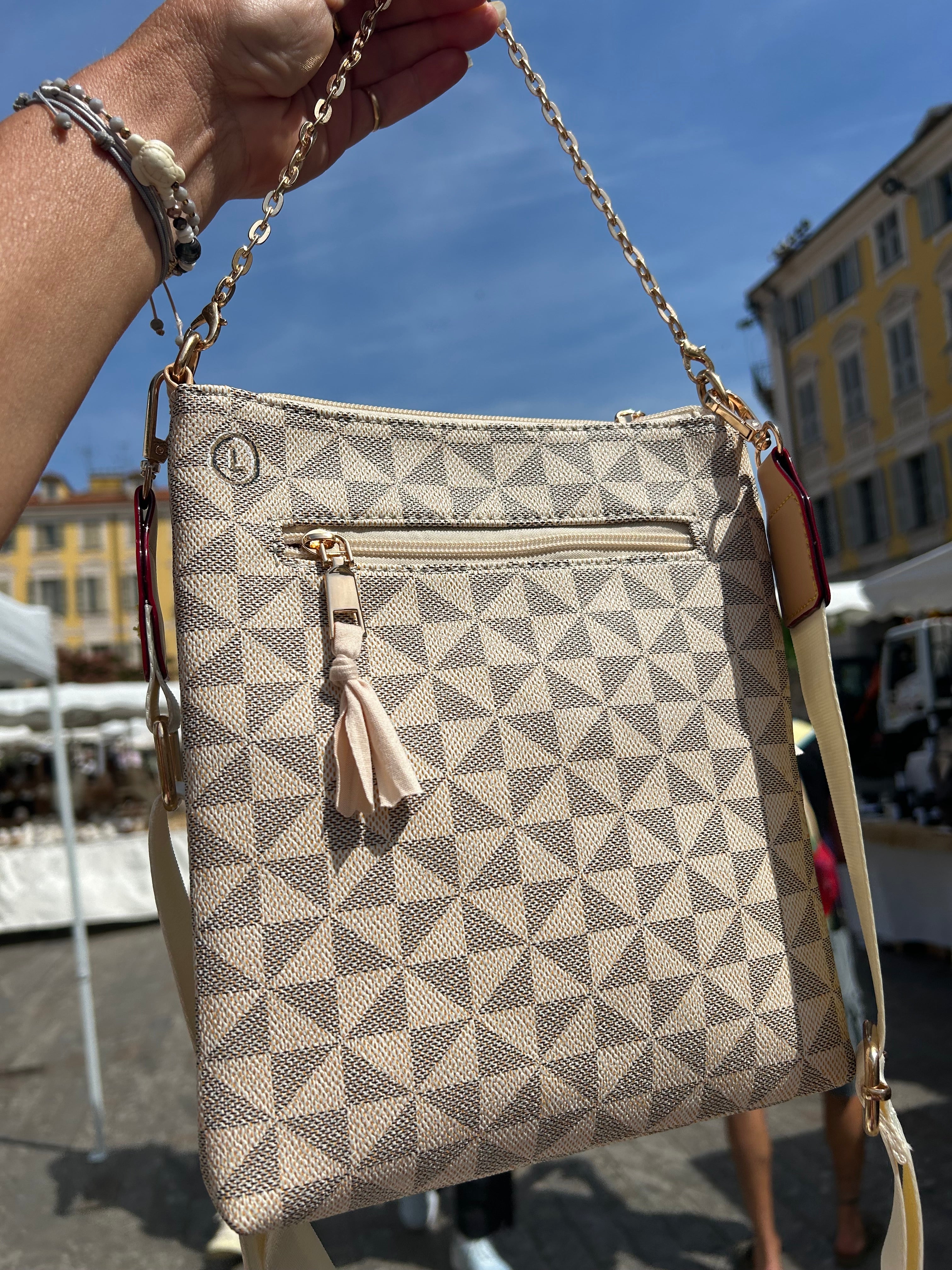 Sac bandoulière multi-poches beige
