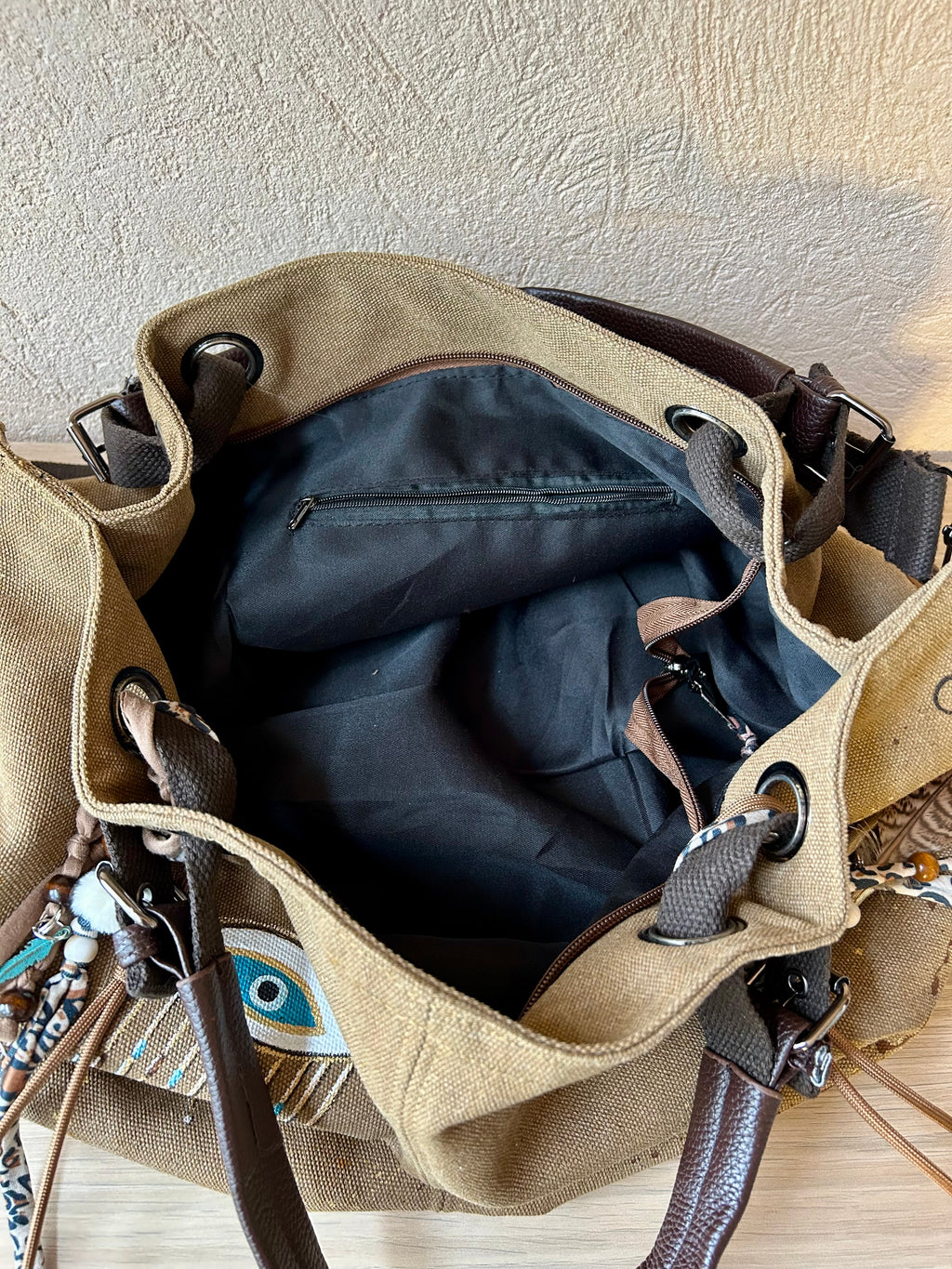 Grand SAC toile Œil et bijoux de sac
