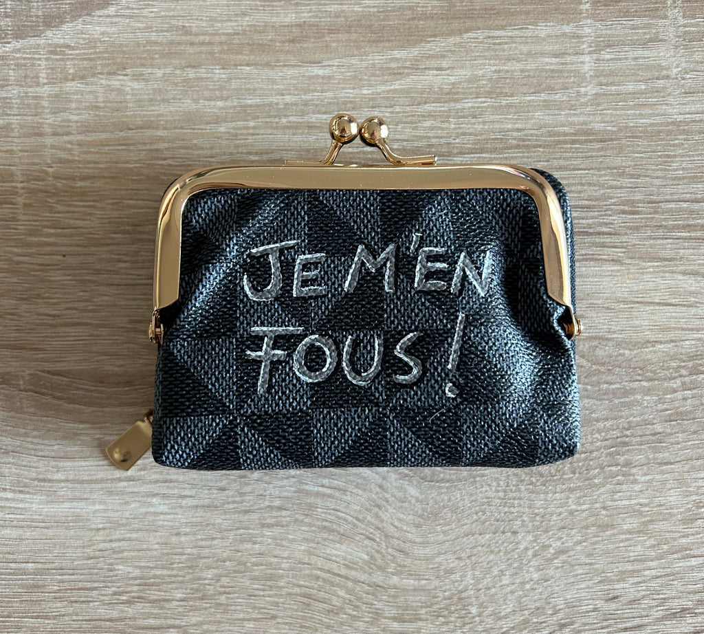 Porte-monnaie / cartes noir JE M’EN FOUS !
