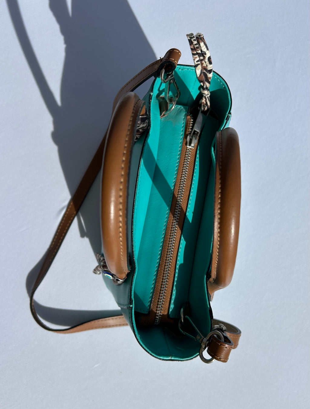 Sac cuir turquoise AMORE