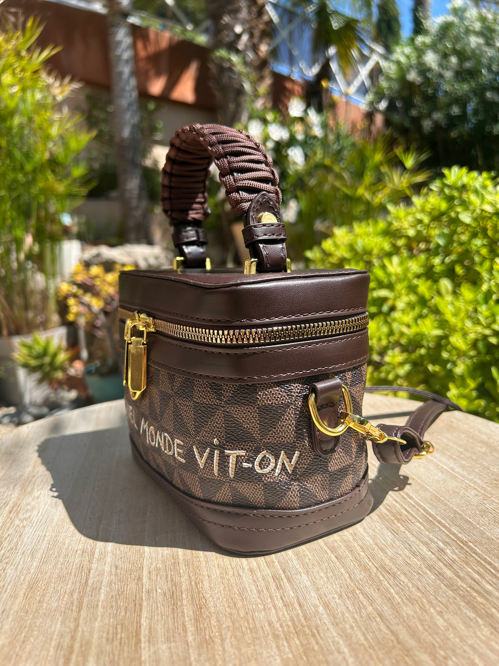 Mini sac vanity marron