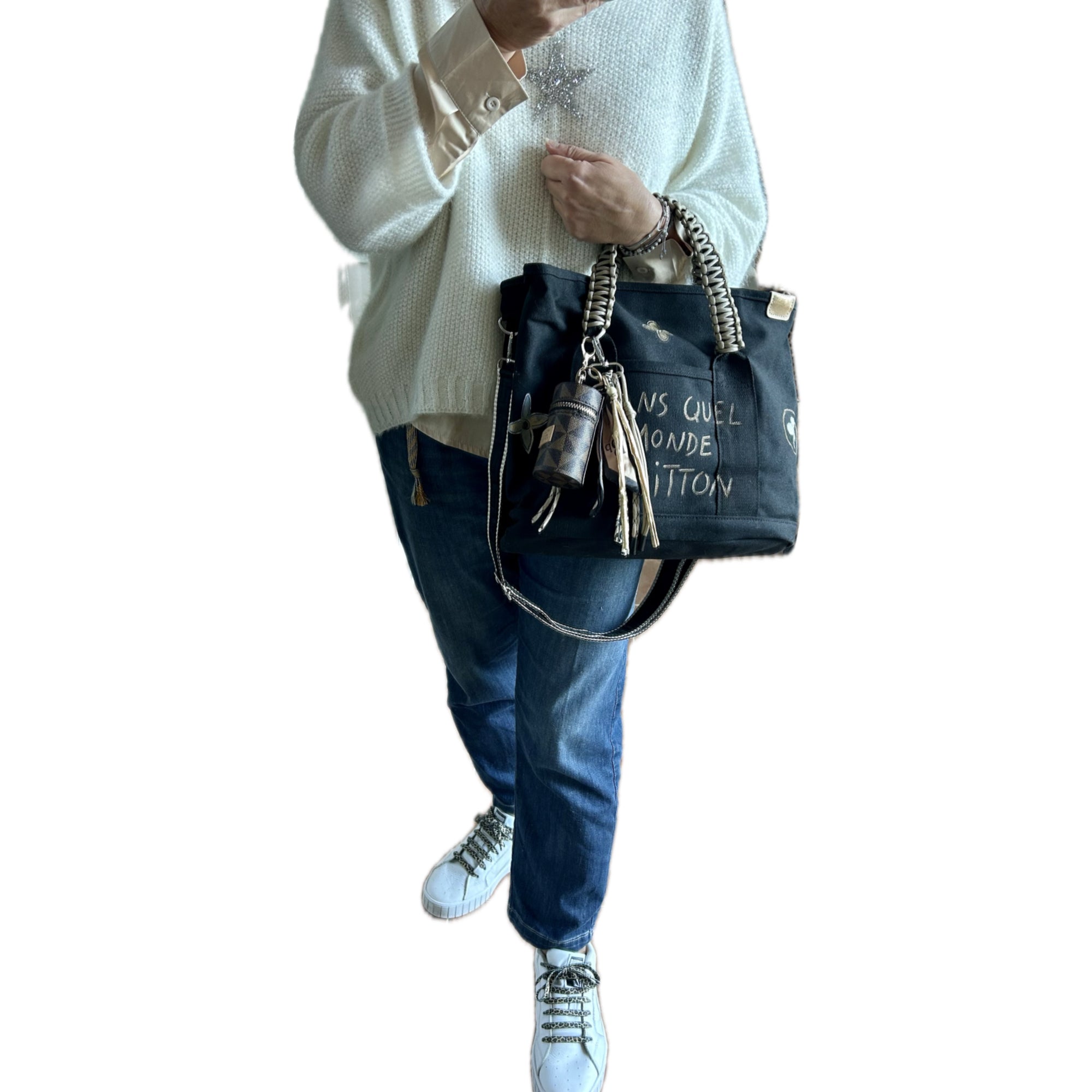 Grand sac toile noir DQMV