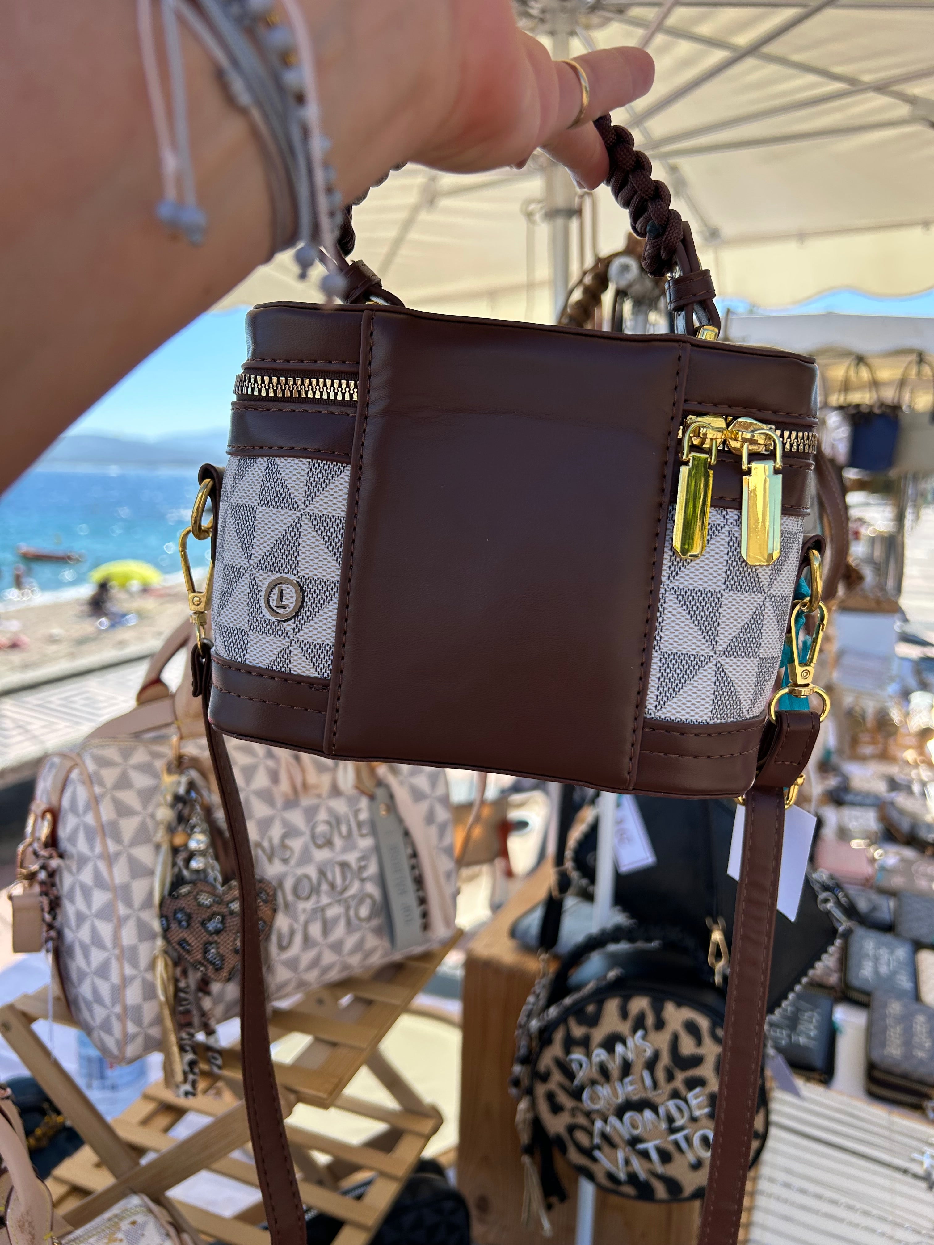 Mini sac vanity beige