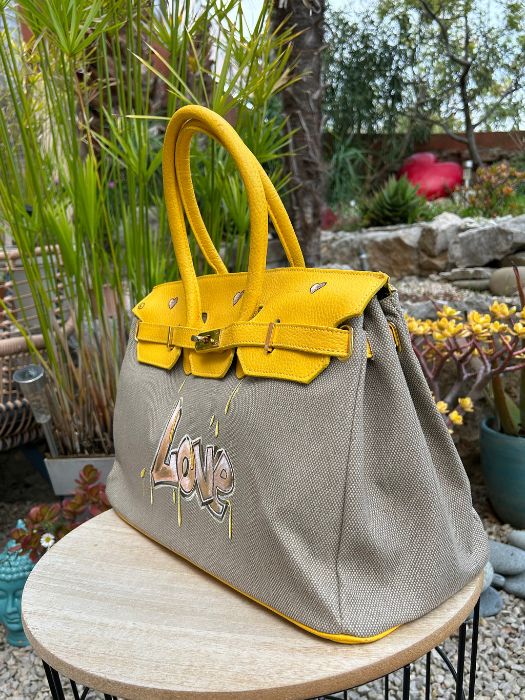 Cabas LOVE  toile et cuir