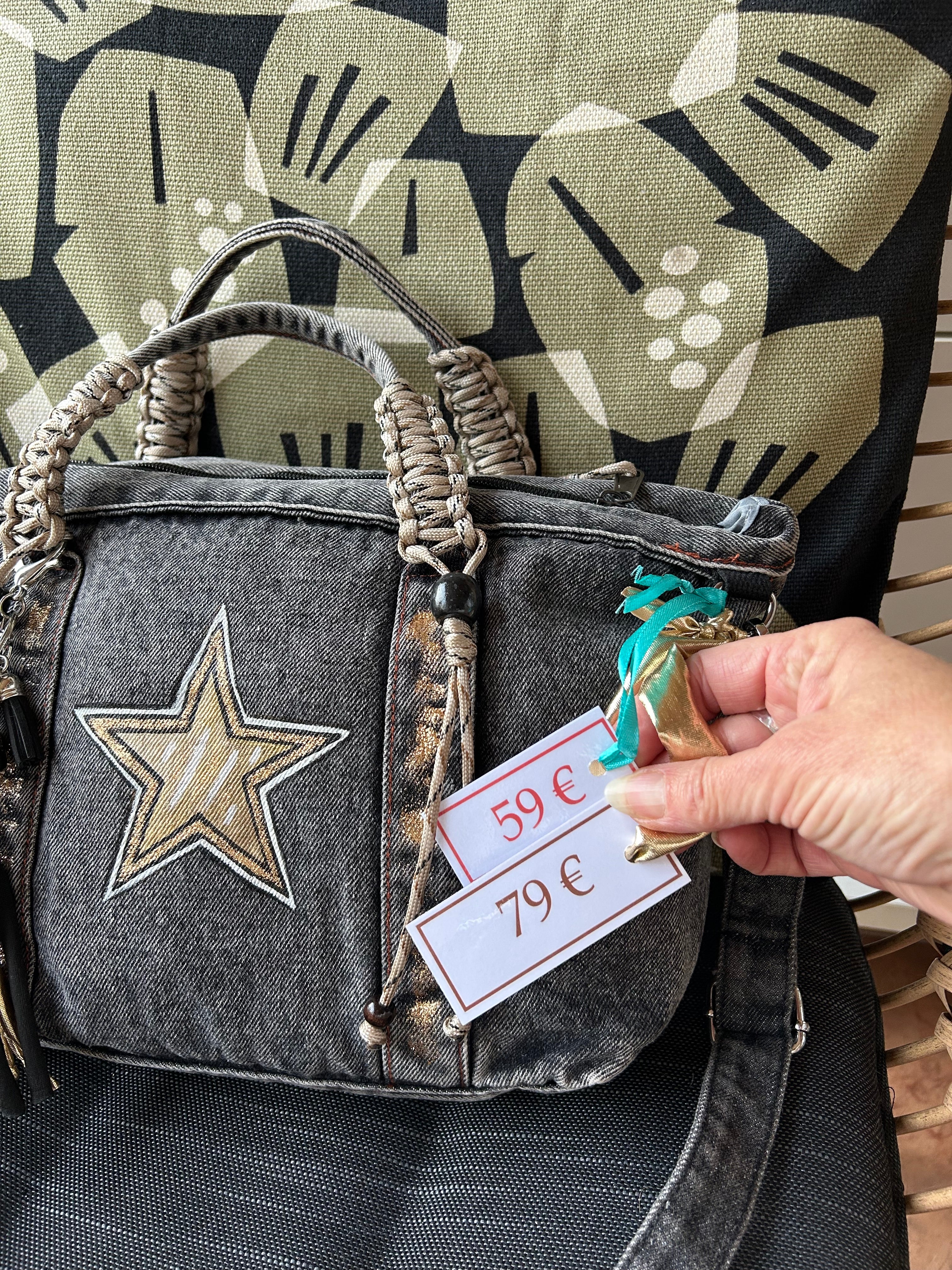 Sac denim gris Etoile