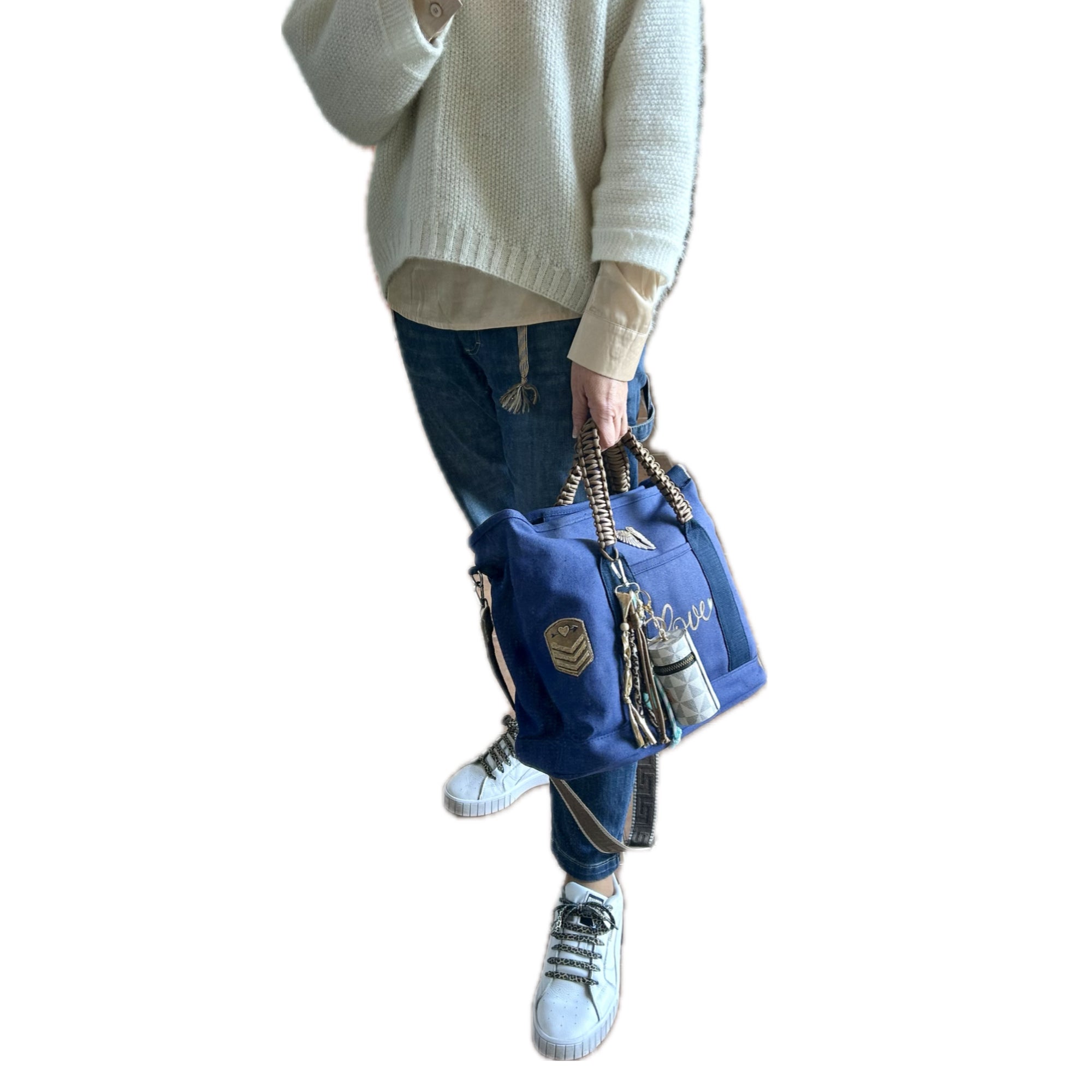 Grand sac toile bleu marine LOVE