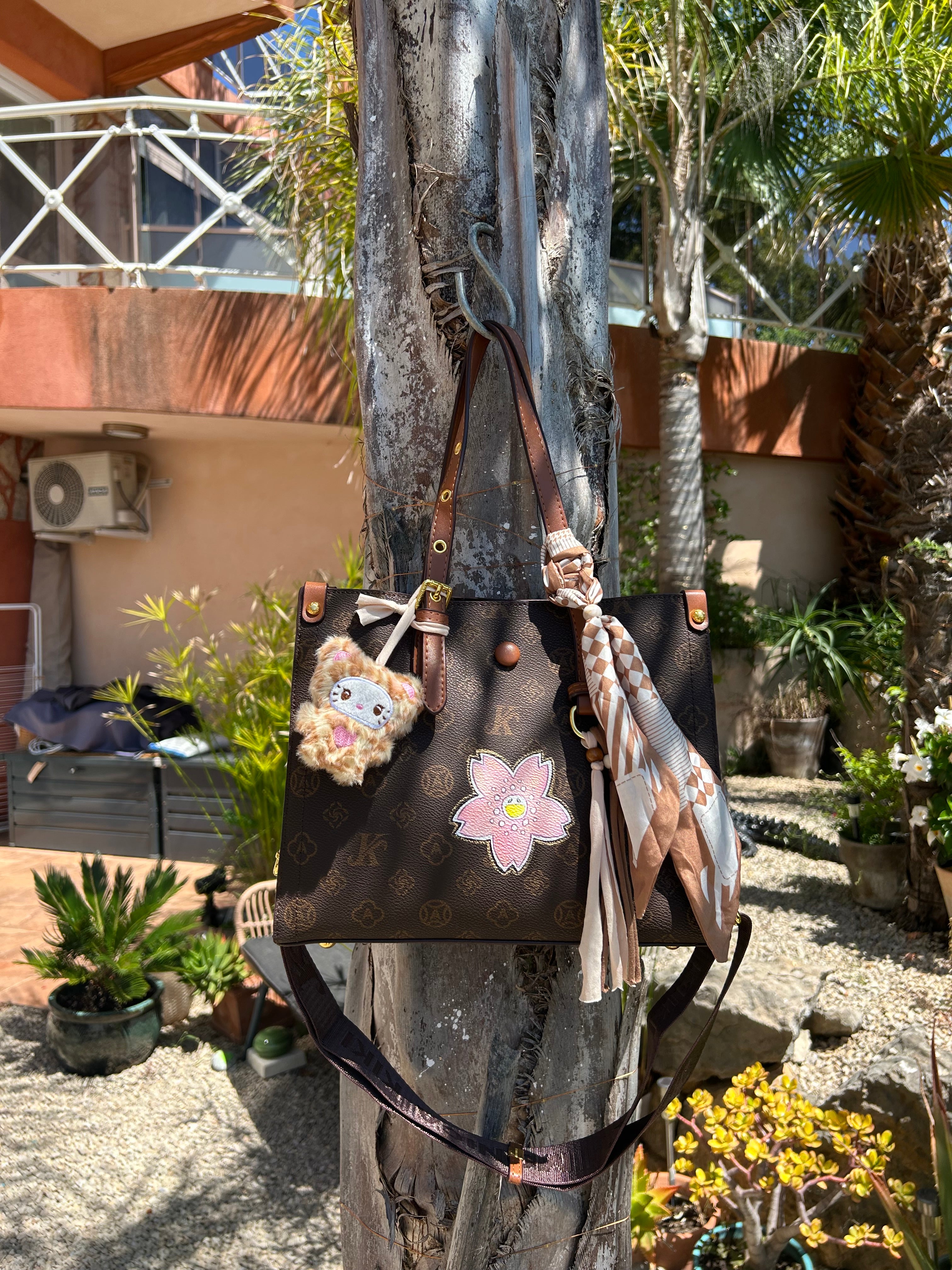 Sac carré pink flower