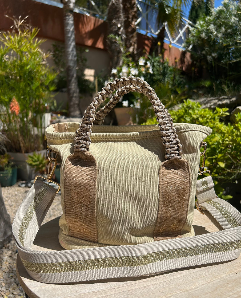 Sac Toile beige fleur SMILEY