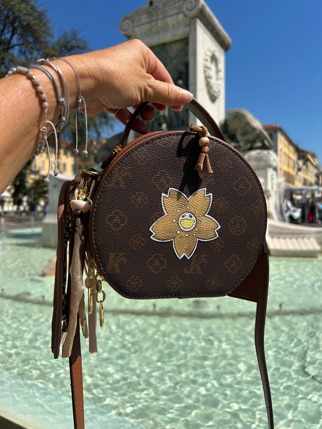 Sac rond gold flower
