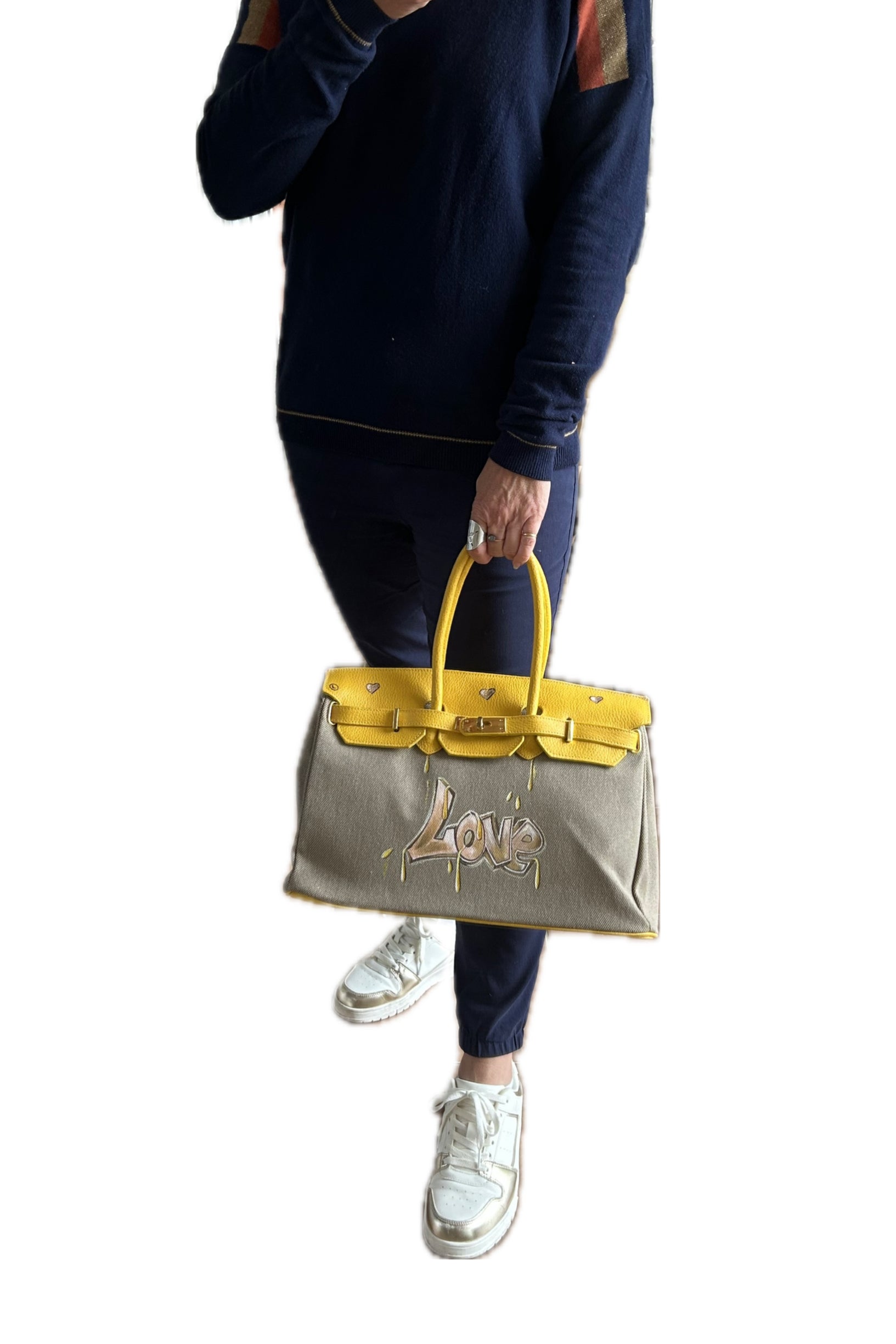 Cabas LOVE  toile et cuir