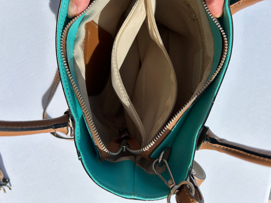 Sac cuir turquoise AMORE