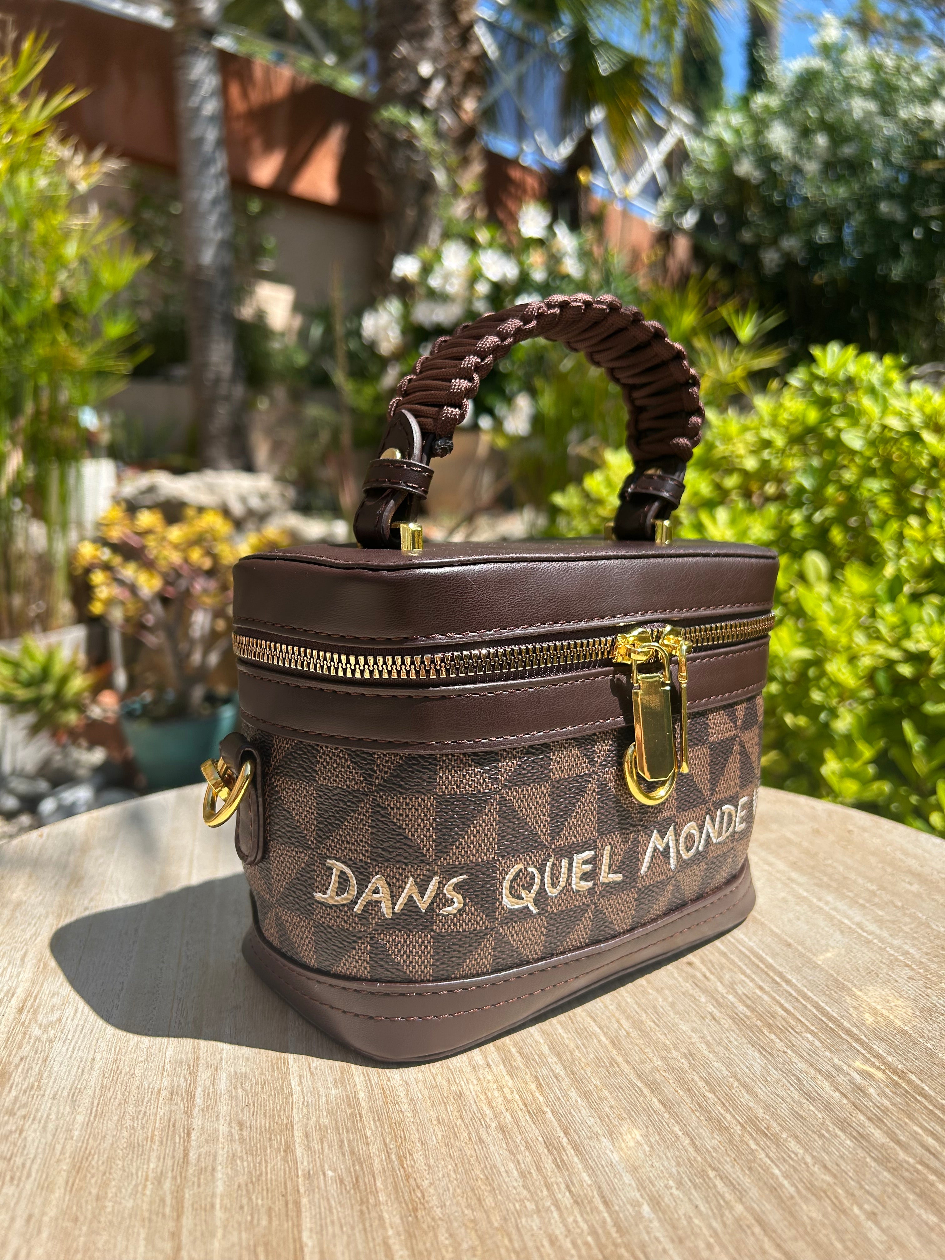 Mini sac vanity marron
